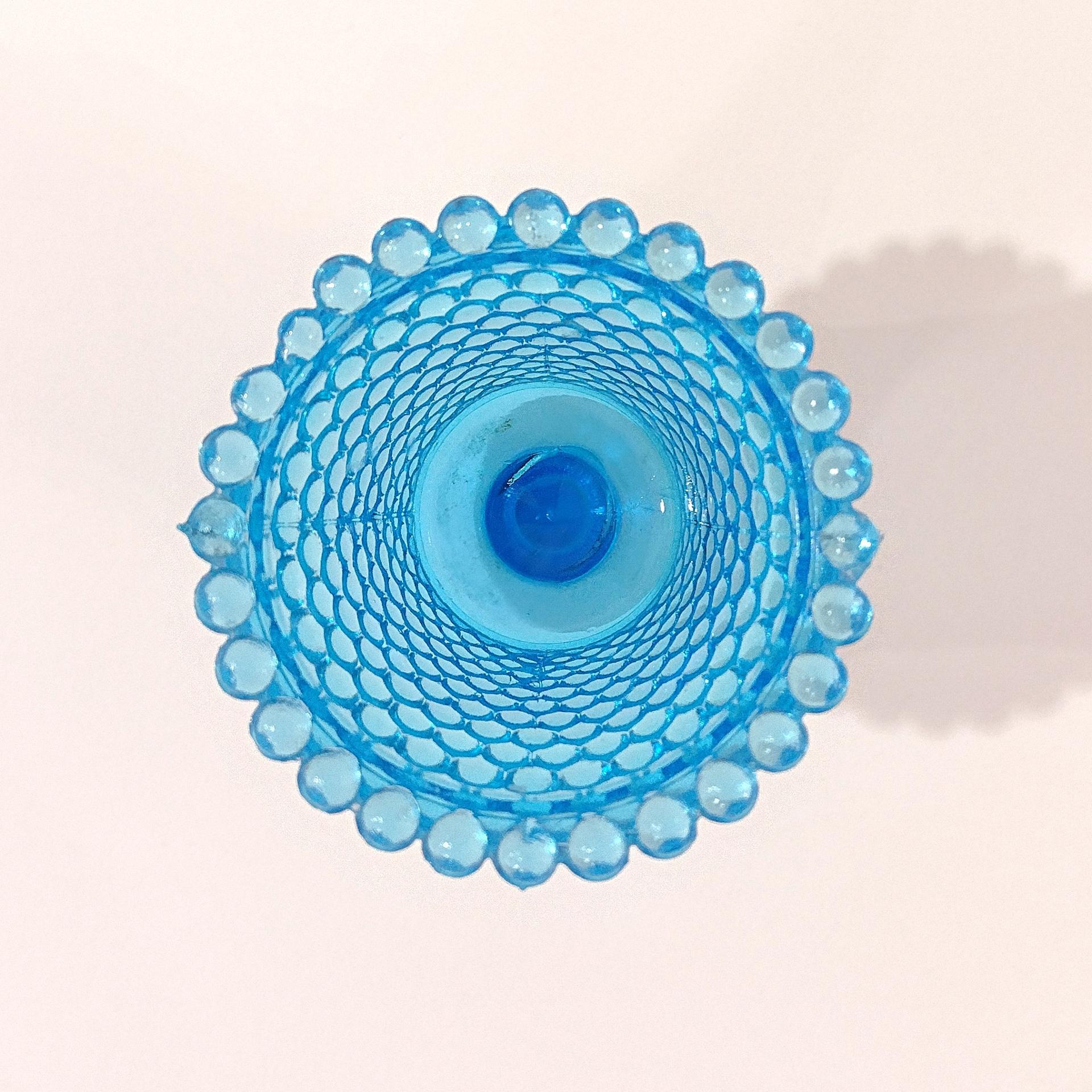 Vintage Homeco Aqua Blue Hobnail Votive Cup Sconce Candle Holder, Home Interiors Glass Pegged Votive Cup