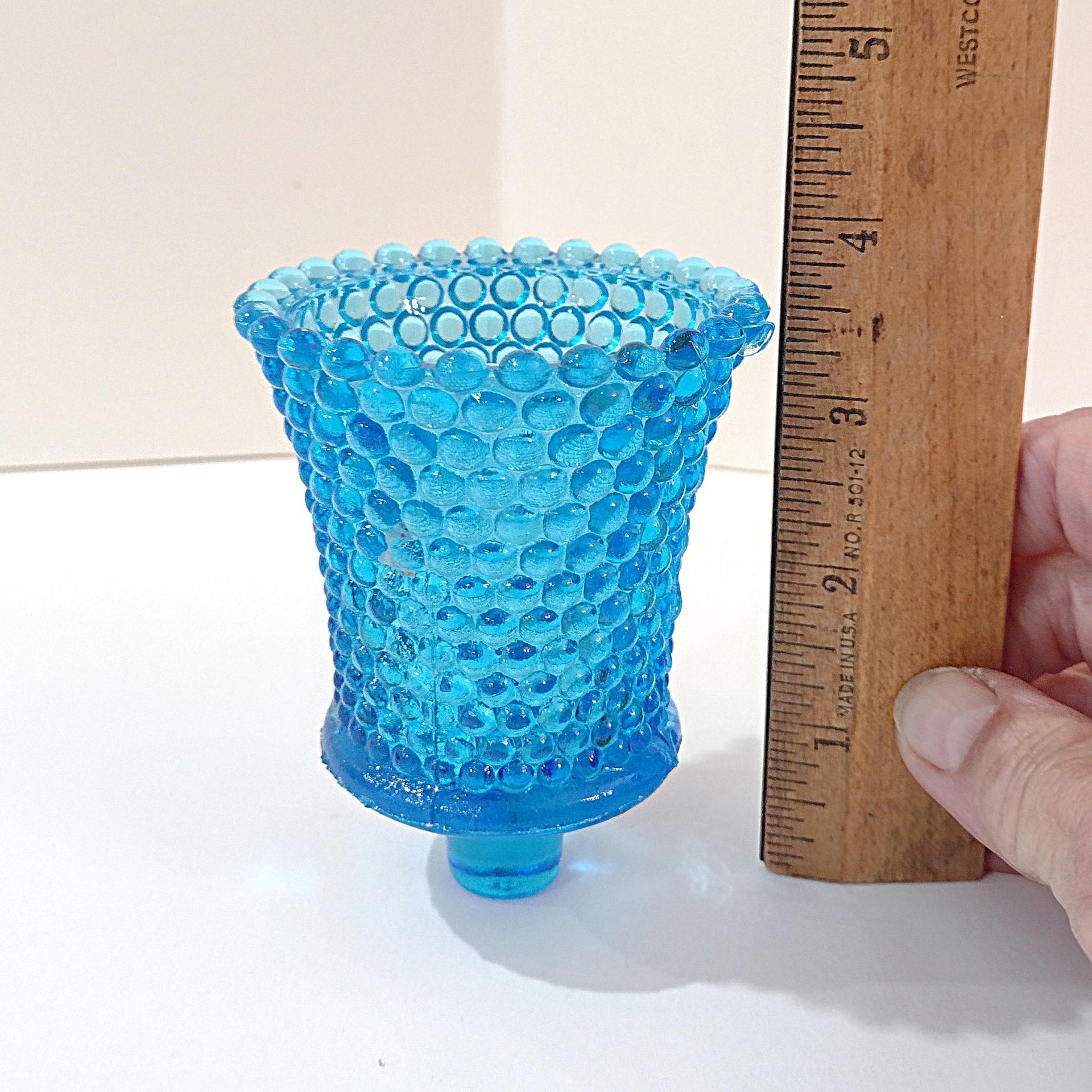 Vintage Homeco Aqua Blue Hobnail Votive Cup Sconce Candle Holder, Home Interiors Glass Pegged Votive Cup