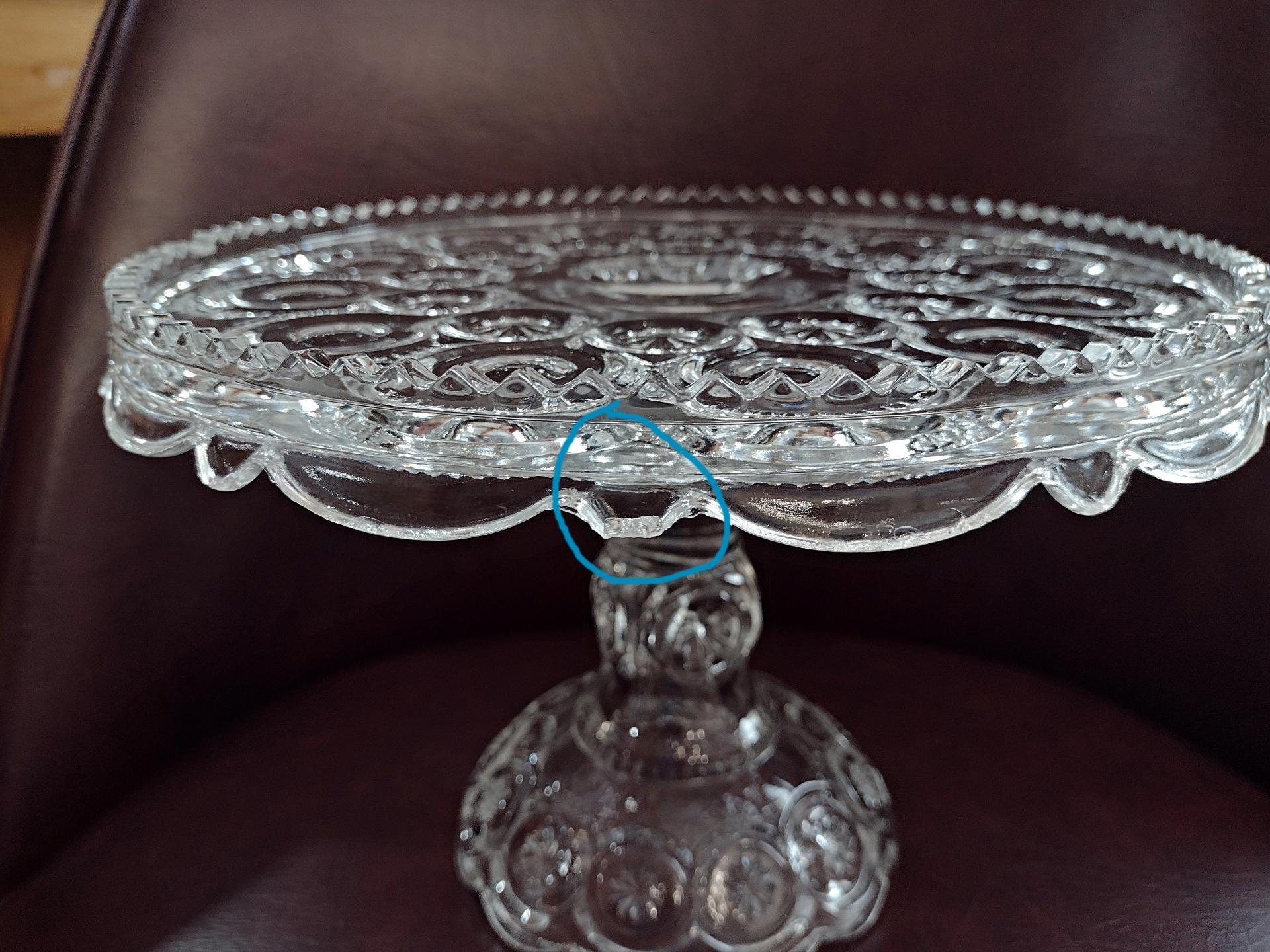 Antique Adams and Co Palace Moon and Stars Clear Pressed Glass 10 Inch Pedestal Cake Stand with Lip, EAPG Pastry Dessert Display Plate