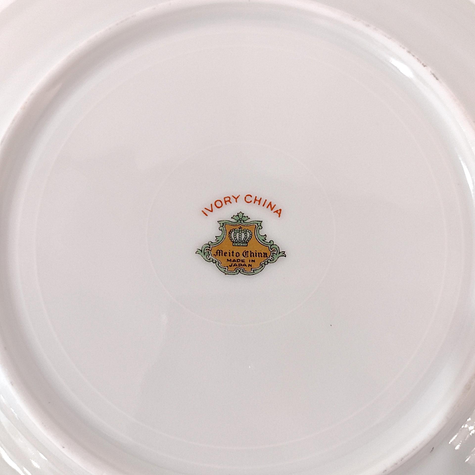 Vintage Meito Adele Orleans Shape Bread Appetizer Plates, Set of 5, Purple and Yellow Violets Floral Design China