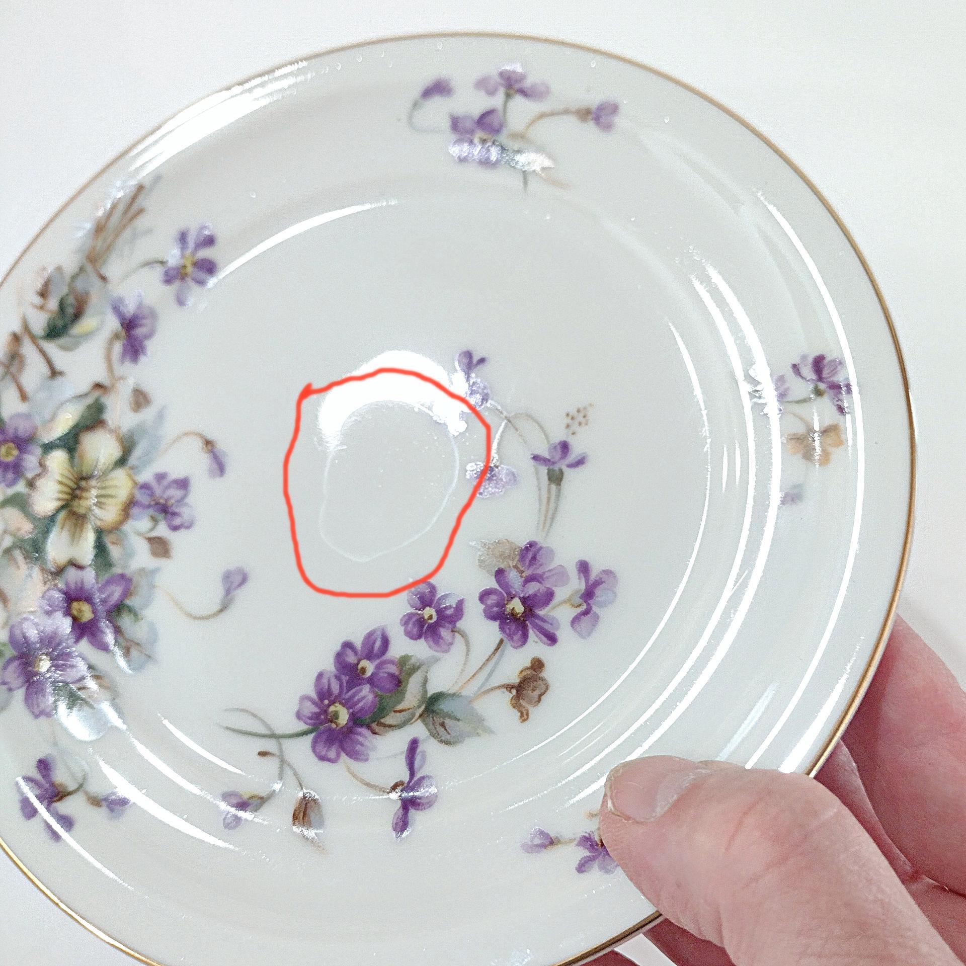 Vintage Meito Adele Orleans Shape Bread Appetizer Plates, Set of 5, Purple and Yellow Violets Floral Design China