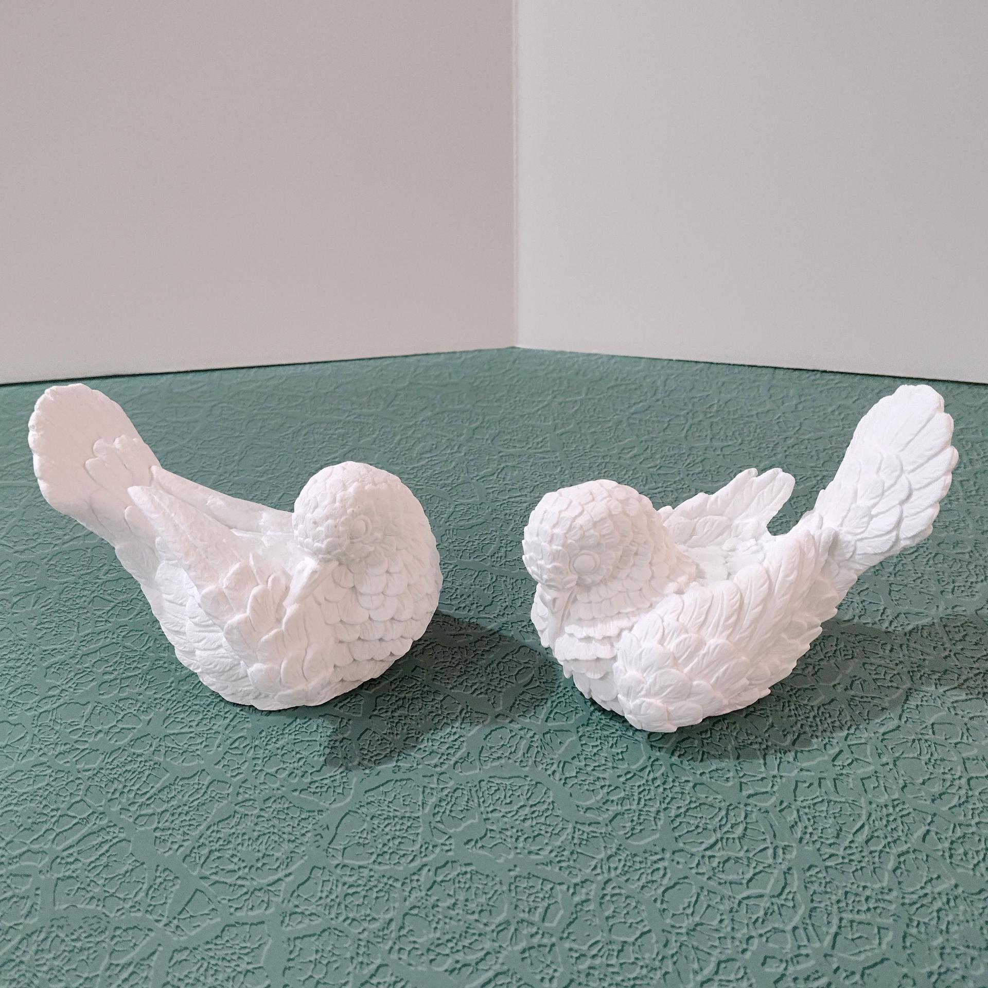 Vintage Santini White Alabaster Doves, Set of Two, Italian Love Bird Figurines