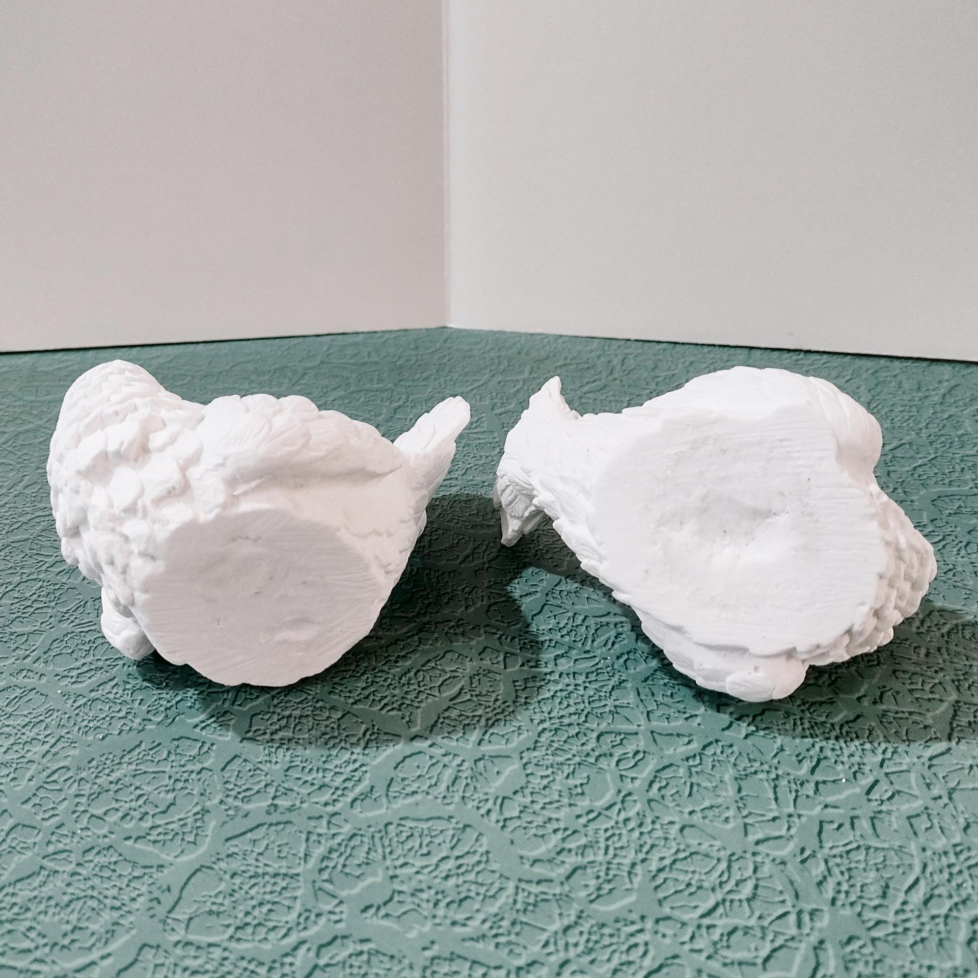 Vintage Santini White Alabaster Doves, Set of Two, Italian Love Bird Figurines