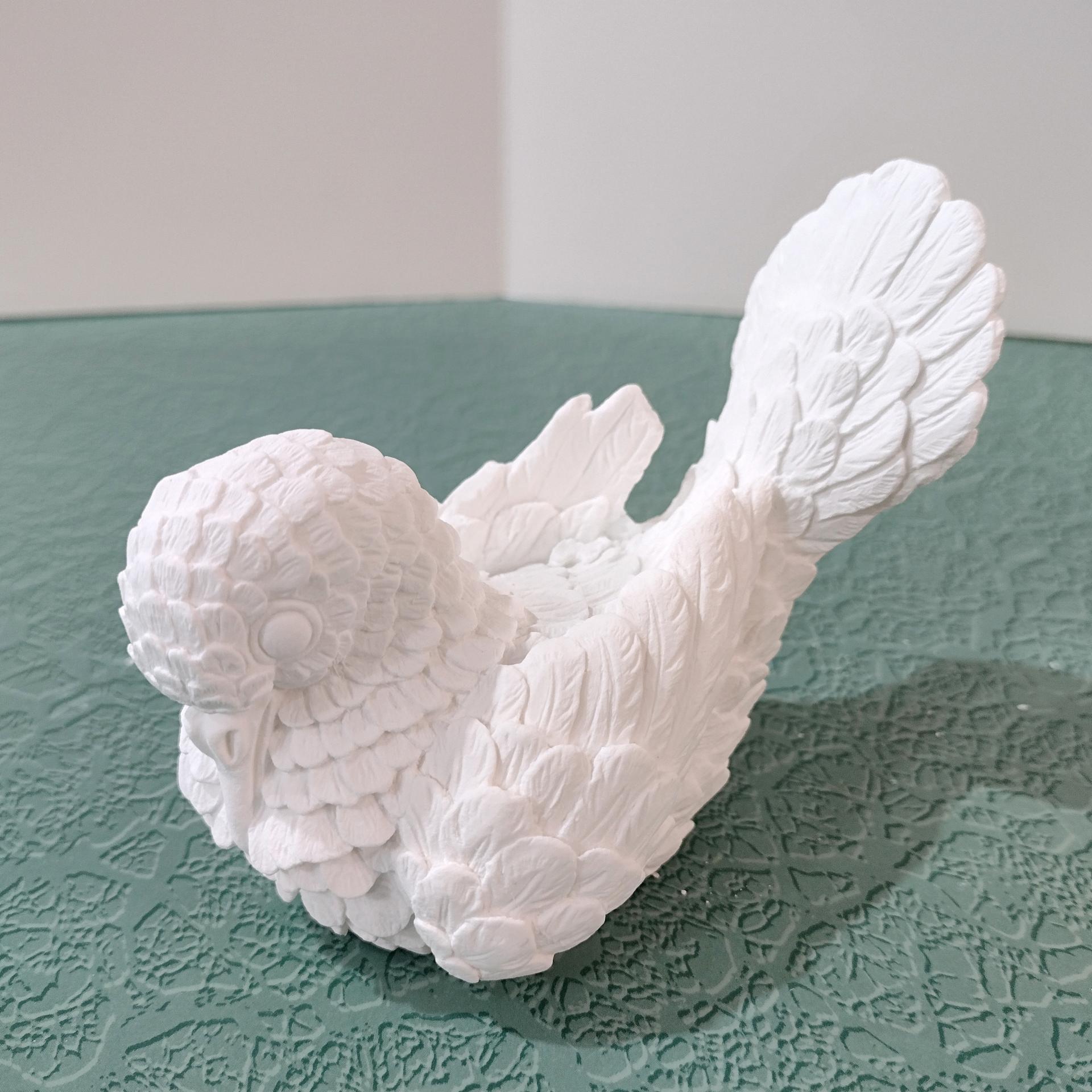 Vintage Santini White Alabaster Doves, Set of Two, Italian Love Bird Figurines