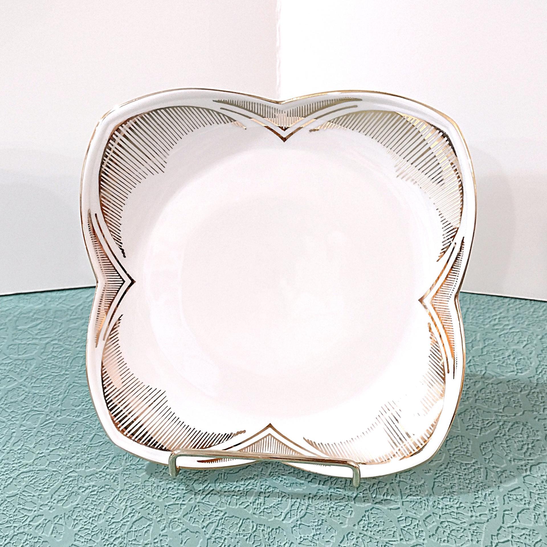 Vintage White and Gold Alka Kunst Bavarian Porcelain Plate