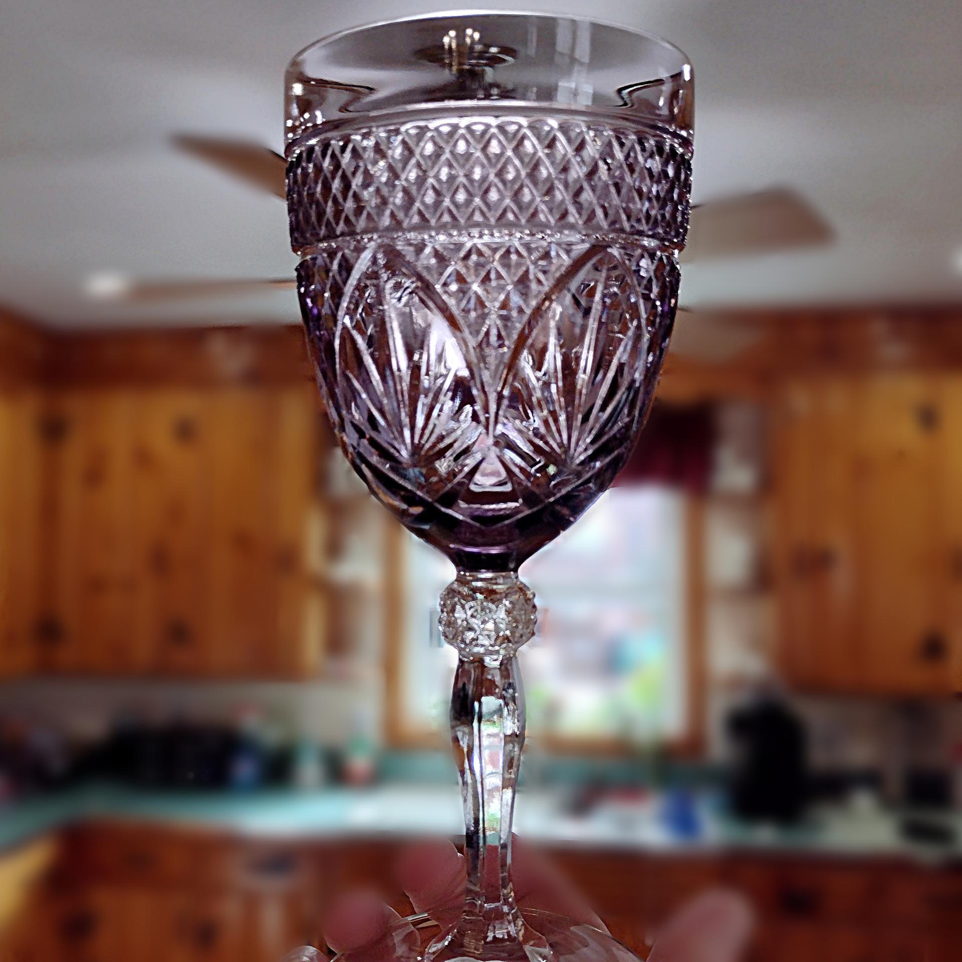 Vintage Cristal D'Arques Antique Amethyst Purple Wine Glasses Water Goblets, Set of Two