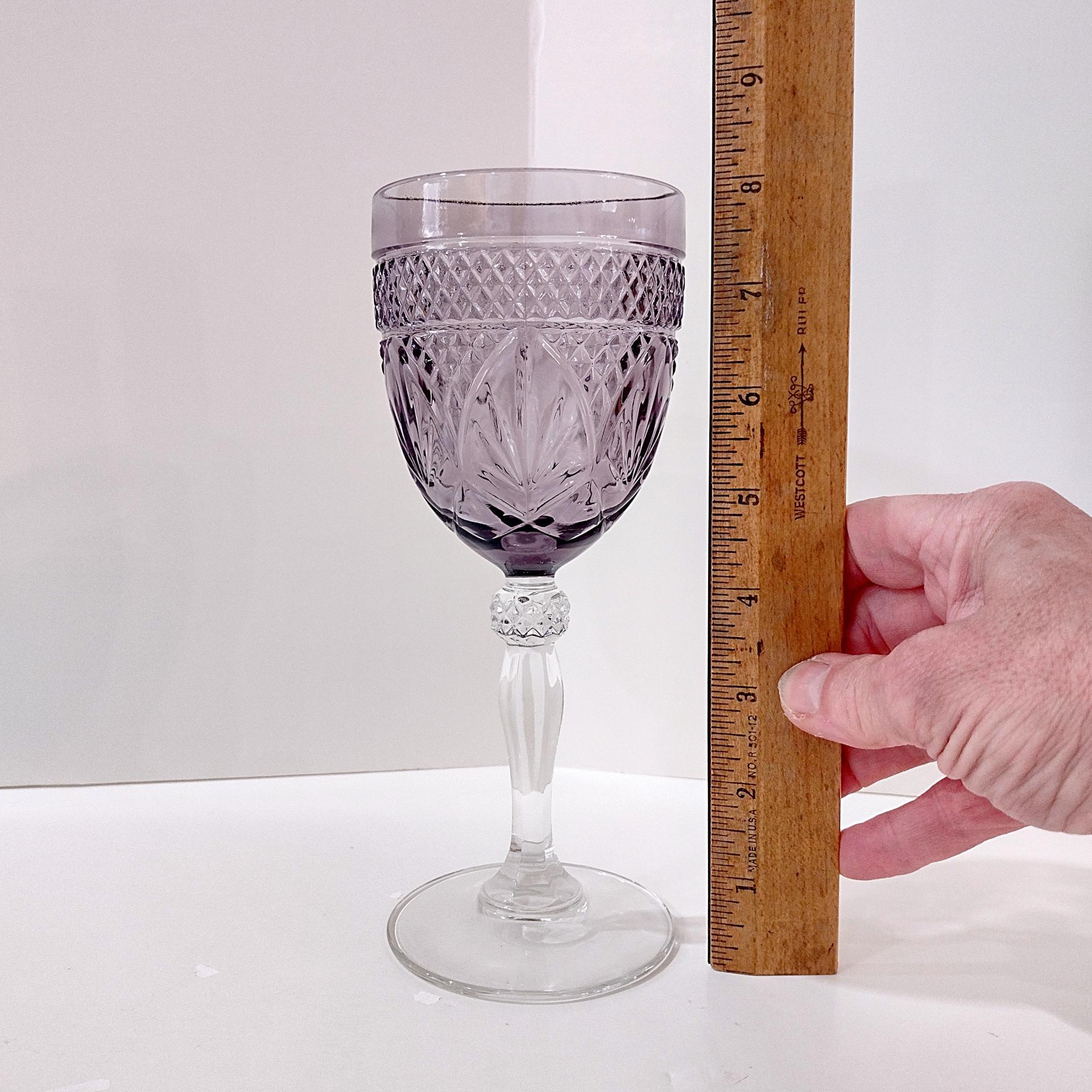 Vintage Cristal D'Arques Antique Amethyst Purple Wine Glasses Water Goblets, Set of Two