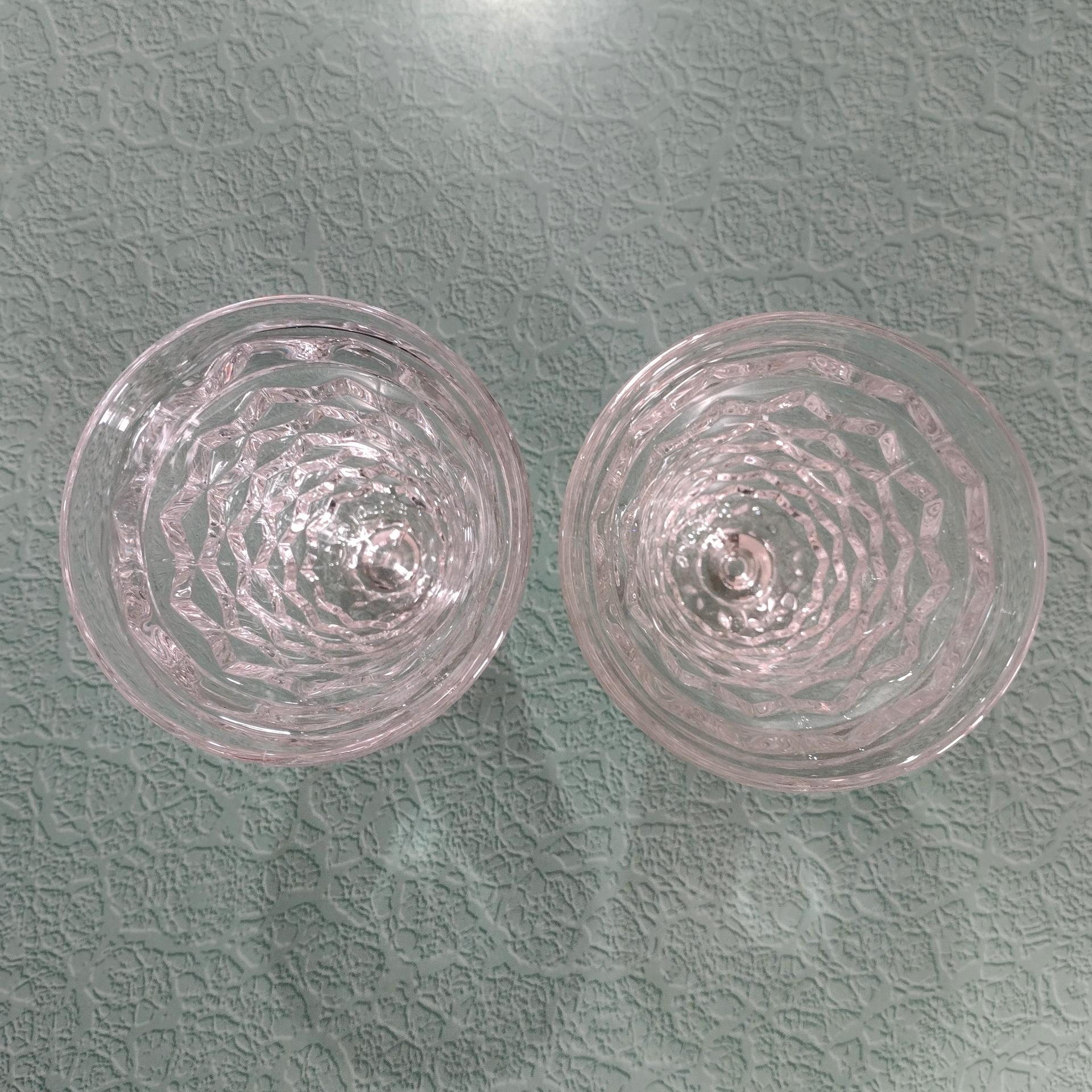 Antique Vintage Fostoria American Clear Footed Iced Tea Glasses, Set of Two, Manganese Depression Pressed Glassware