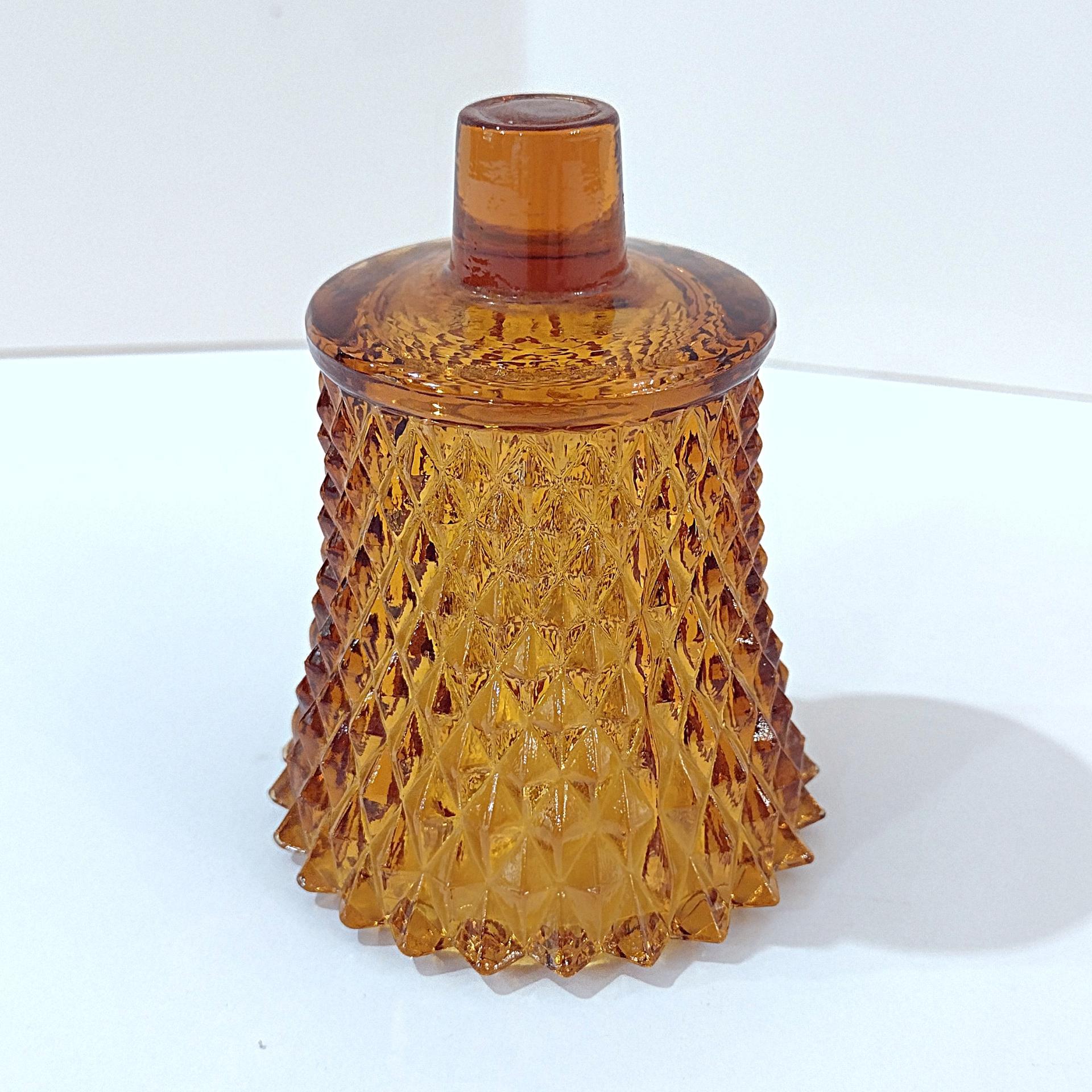 Vintage Homeco Amber Diamond Cut Votive Cup Sconce Candle Holder, Home Interiors Glass Pegged Votive Cup
