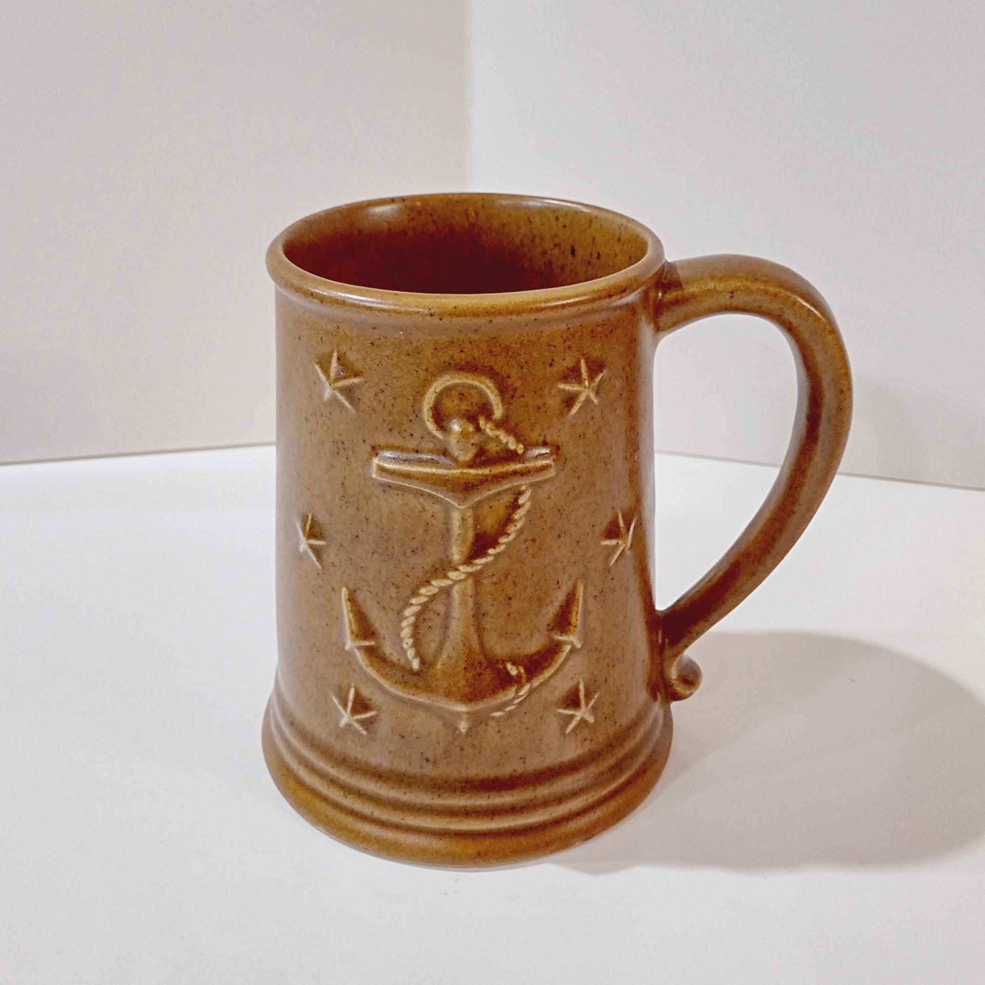 Vintage Chatham Potters Anchor Brown Ceramic Stoneware Coffee Beer Mug