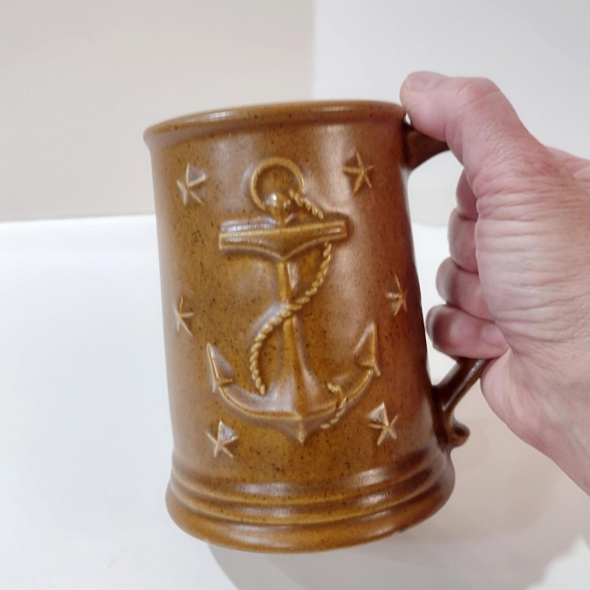 Vintage Chatham Potters Anchor Brown Ceramic Stoneware Coffee Beer Mug