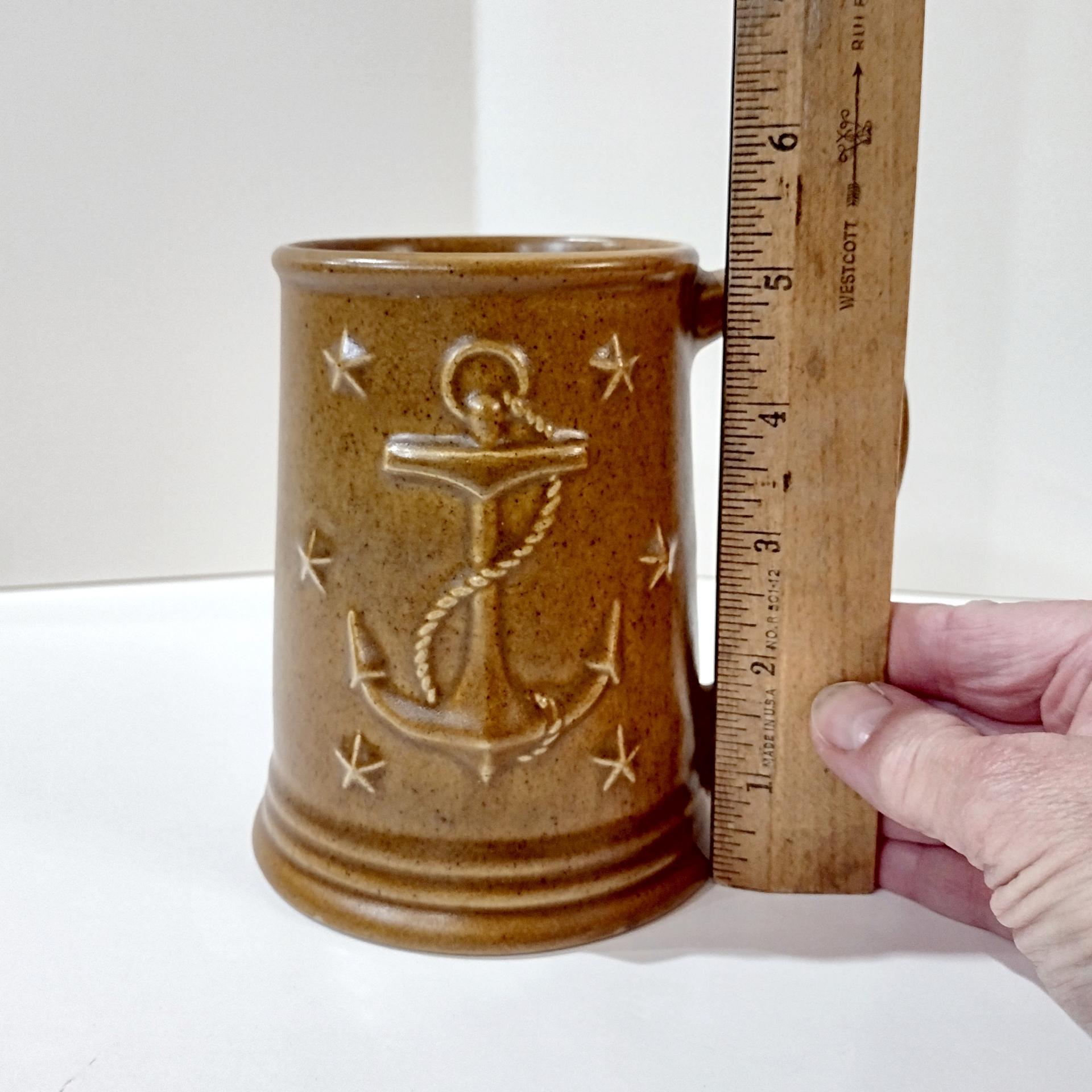 Vintage Chatham Potters Anchor Brown Ceramic Stoneware Coffee Beer Mug