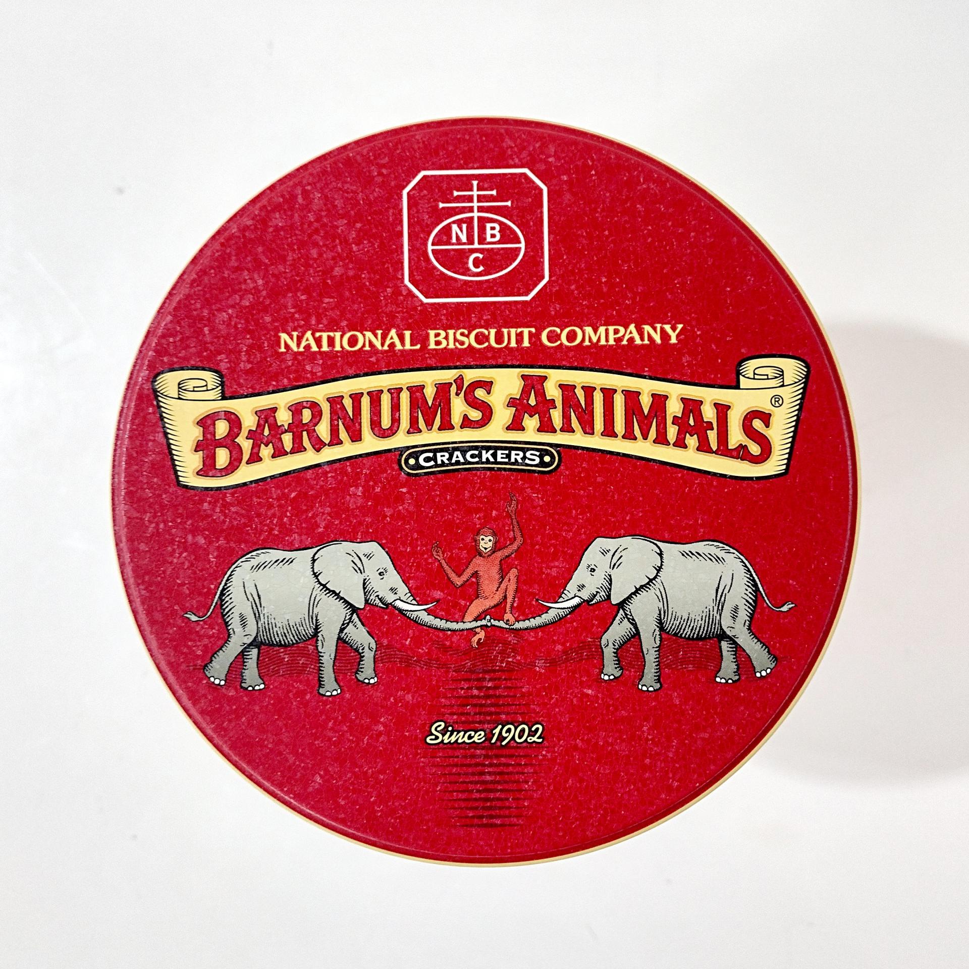 Vintage Nabisco Animal Crackers Collectible Cylindrical Metal Storage Tin