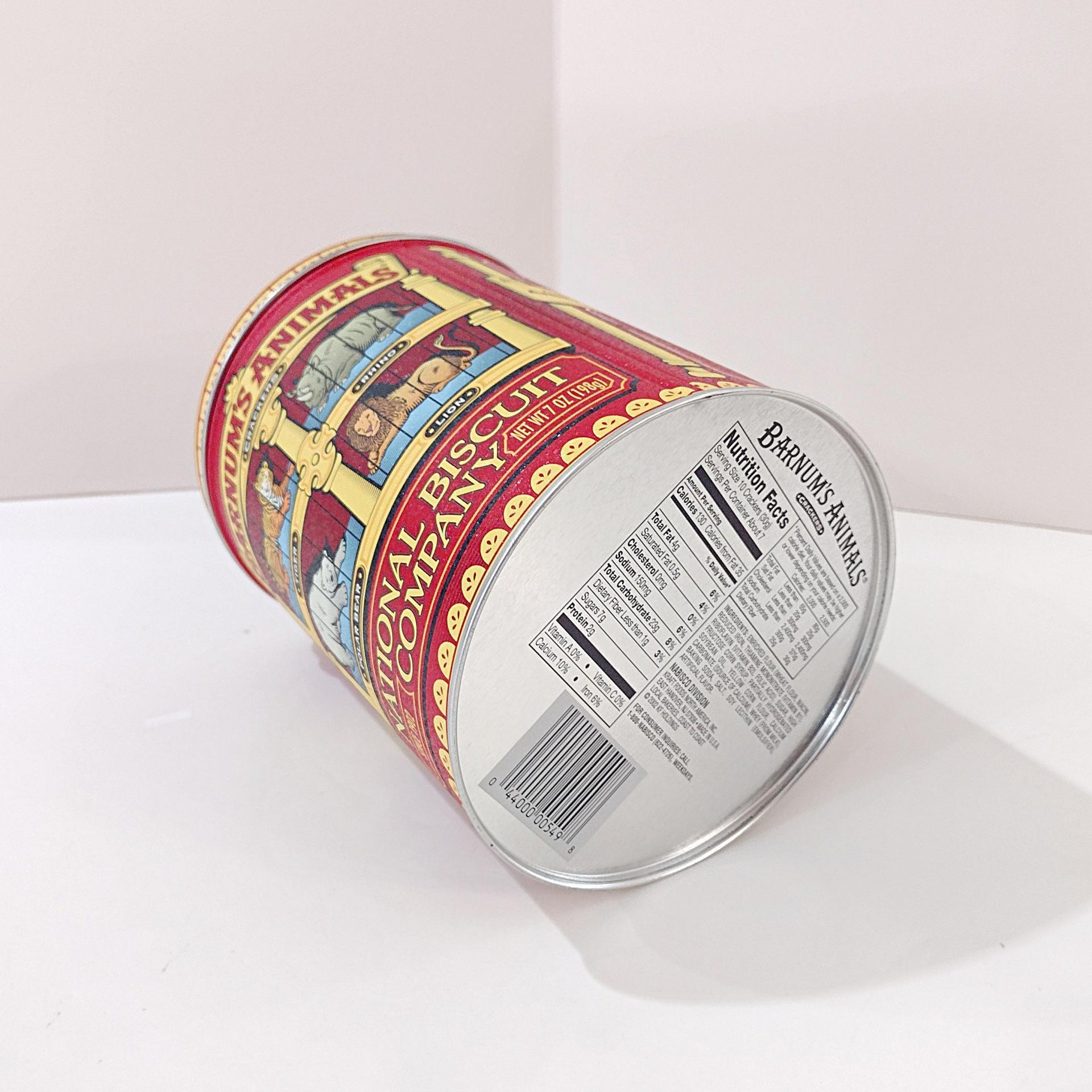 Vintage Nabisco Animal Crackers Collectible Cylindrical Metal Storage Tin