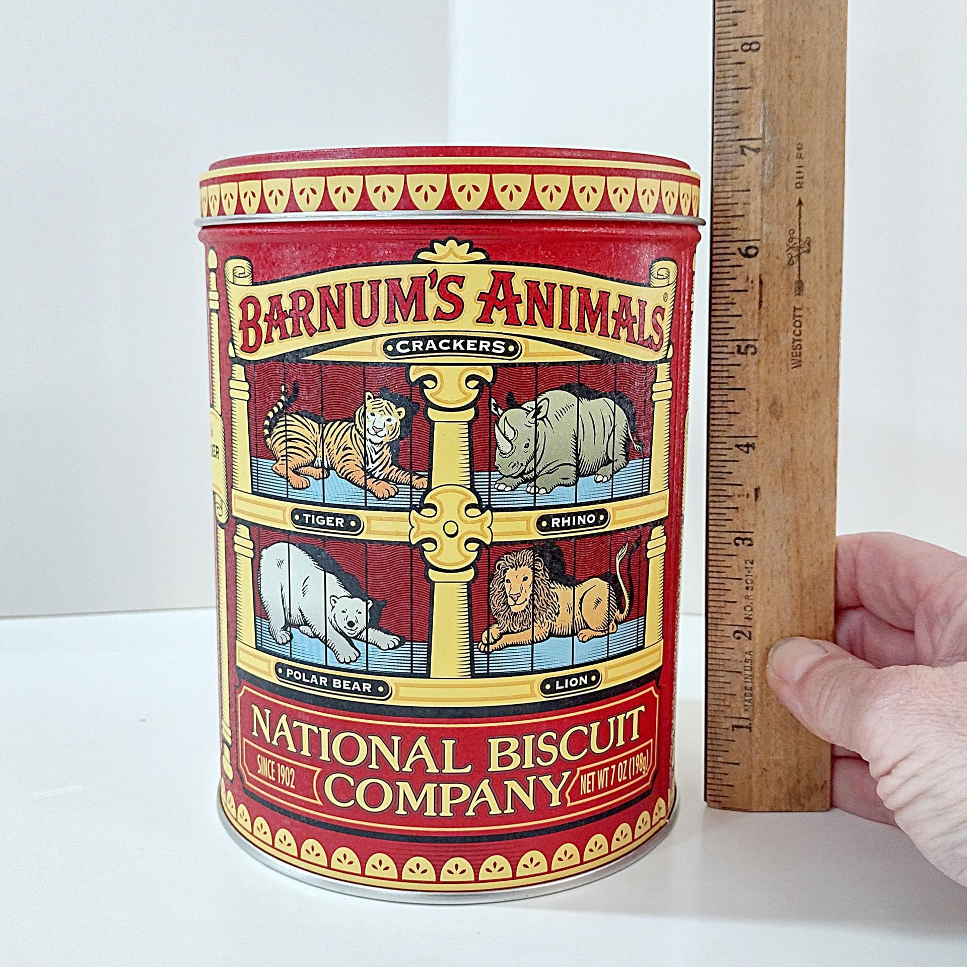 Vintage Nabisco Animal Crackers Collectible Cylindrical Metal Storage Tin