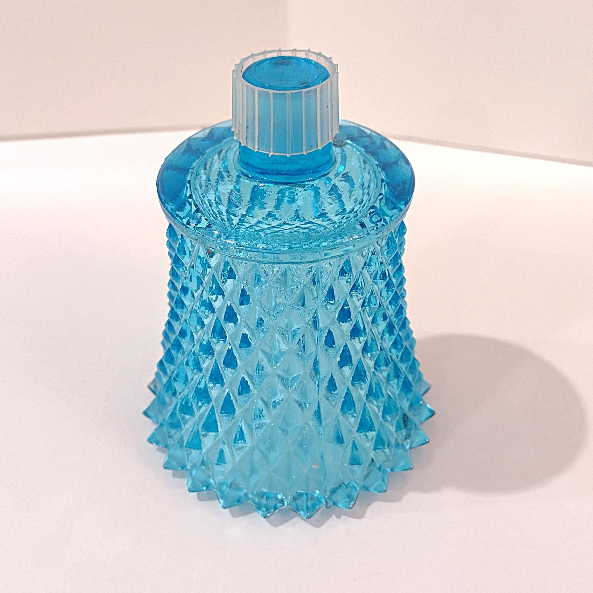 Vintage Homeco Aqua Blue Diamond Cut Votive Cup Sconce Candle Holder, Home Interiors Glass Pegged Votive Cup