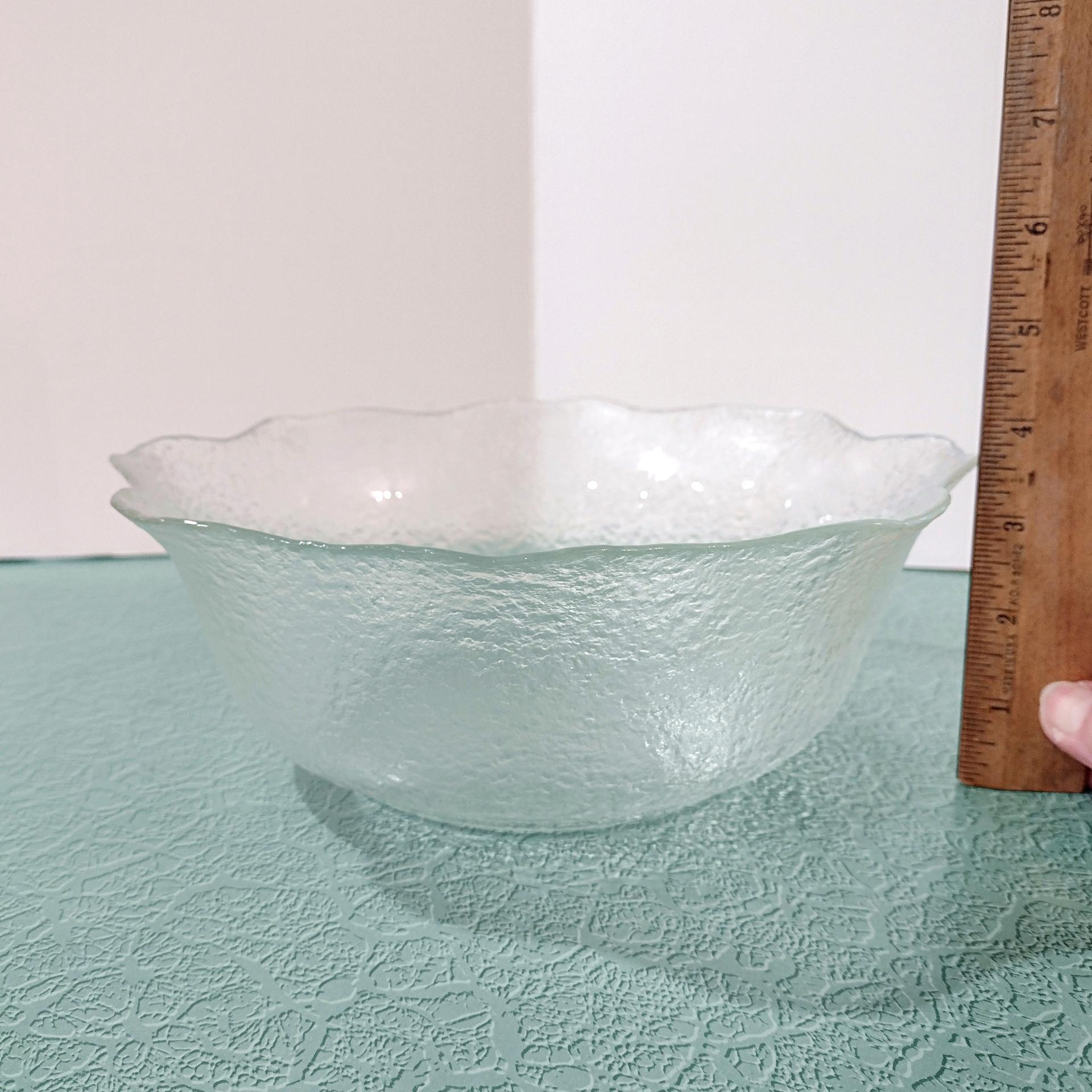 Vintage Arcoroc Fluted Salad Serving Bowl, Clear Glass Centerpiece Fruit Bowl