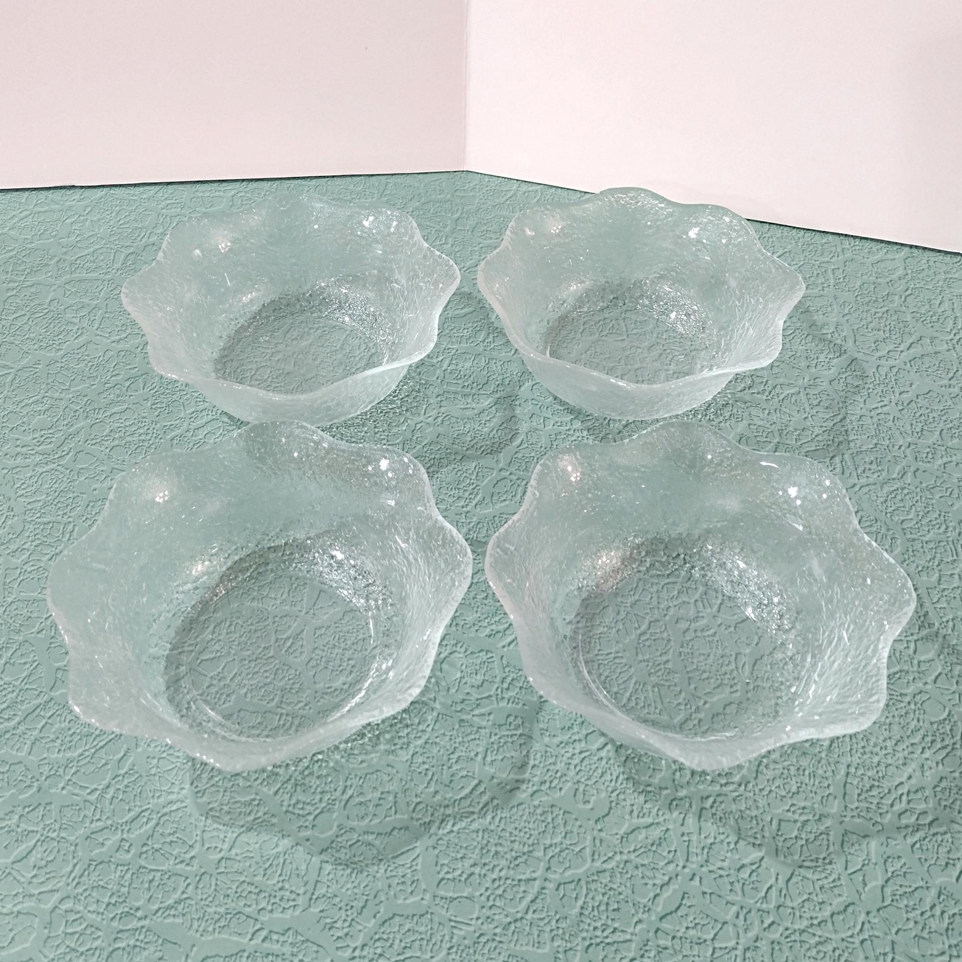 Vintage Arcoroc Salad Soup Cereal Fluted Textured Glass Bowls, Set of 4