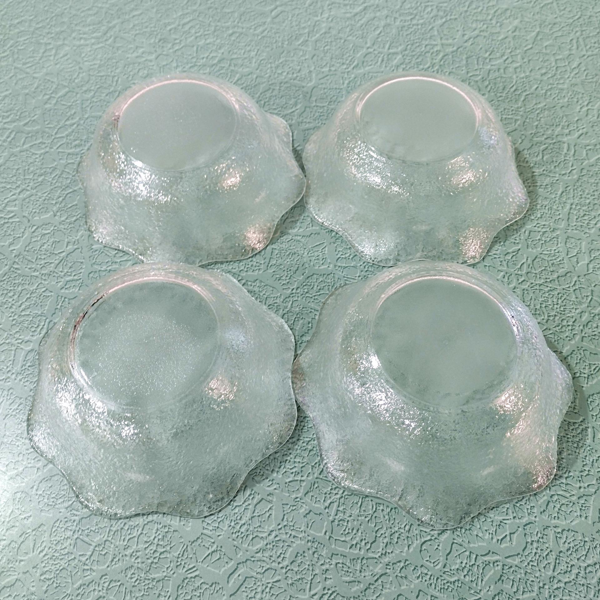 Vintage Arcoroc Salad Soup Cereal Fluted Textured Glass Bowls, Set of 4