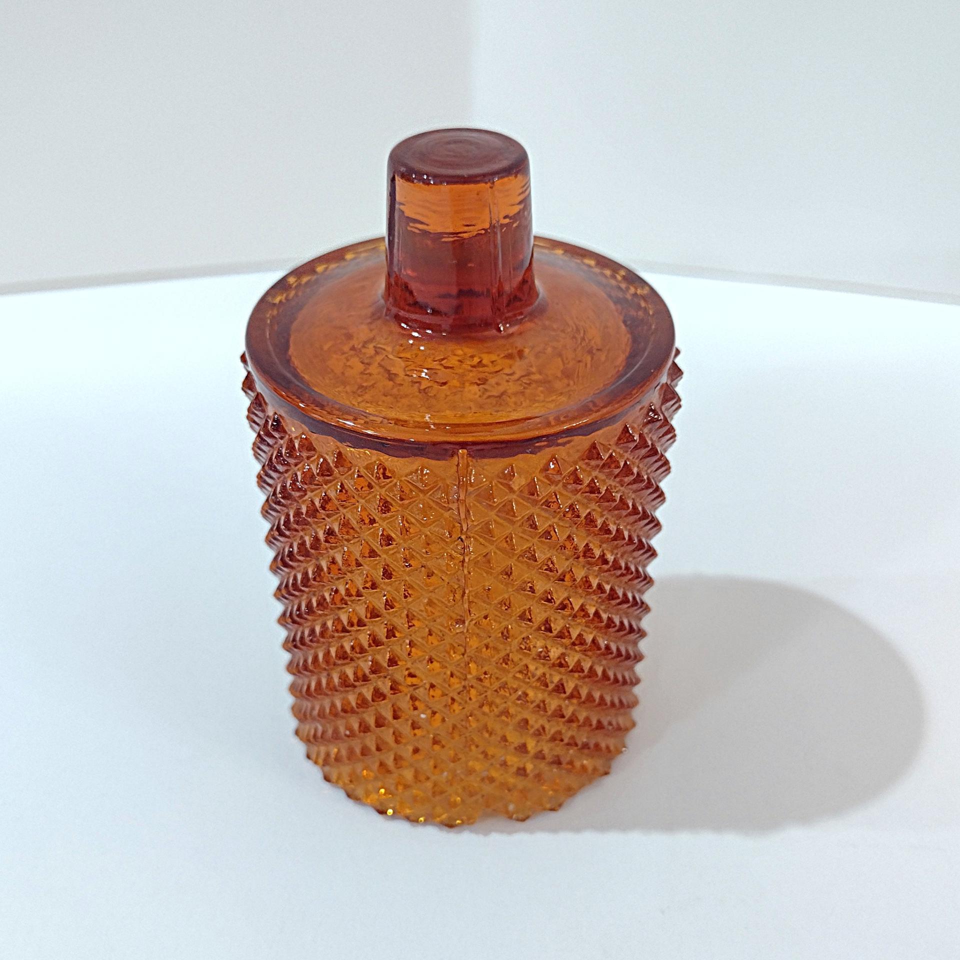 Vintage Amber Diamond Cut Pegged Votive Candle Holder, Sconce Votive Candle Cup
