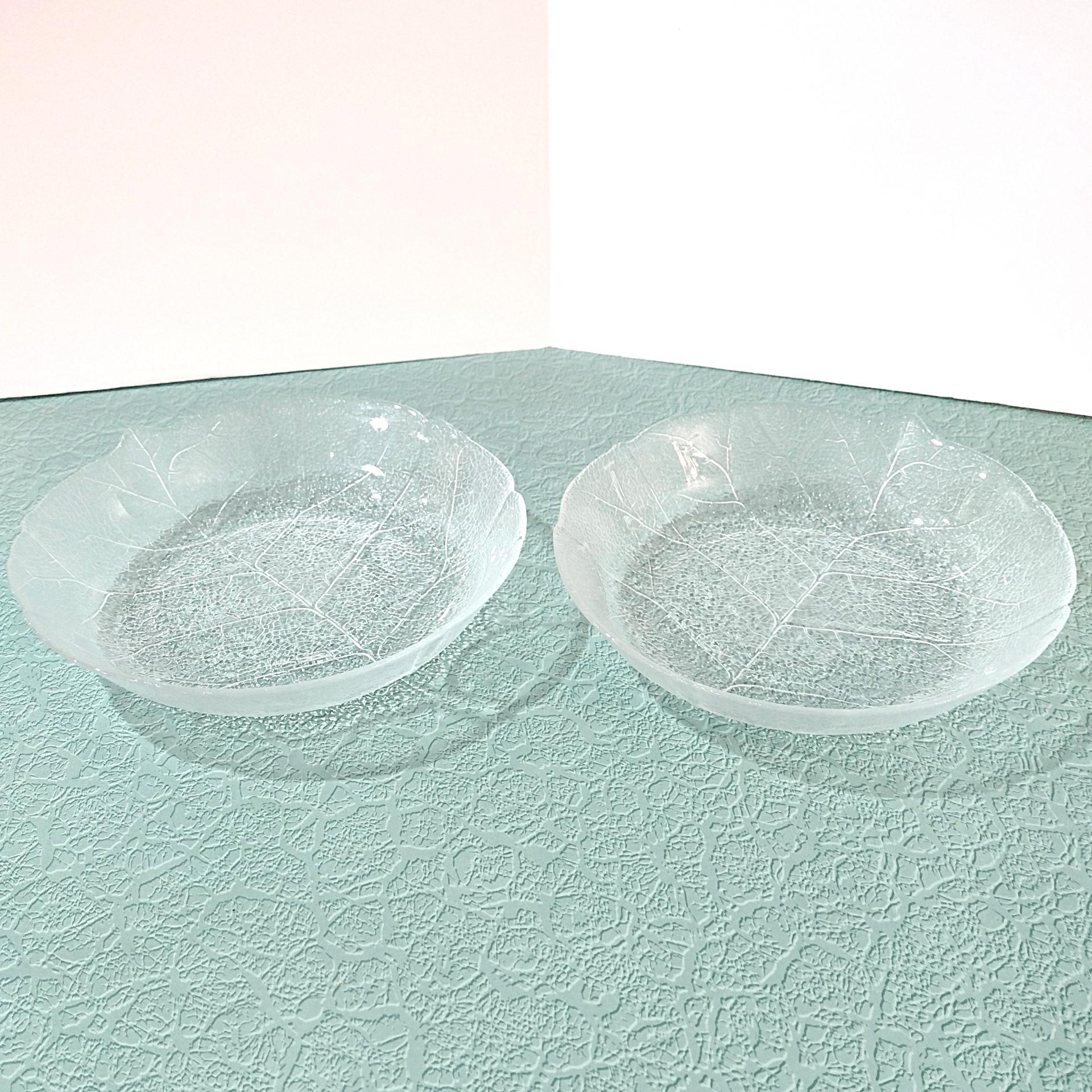 Vintage Arcoroc France Aspen Leaf Clear Glass Coupe Soup Bowl