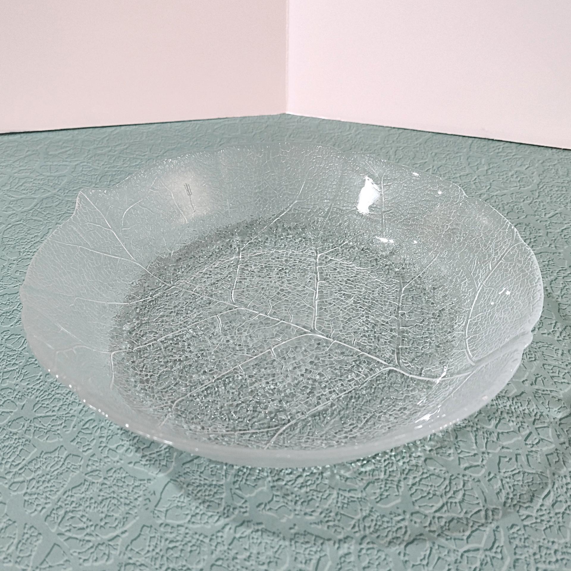 Vintage Arcoroc France Aspen Leaf Clear Glass Coupe Soup Bowl