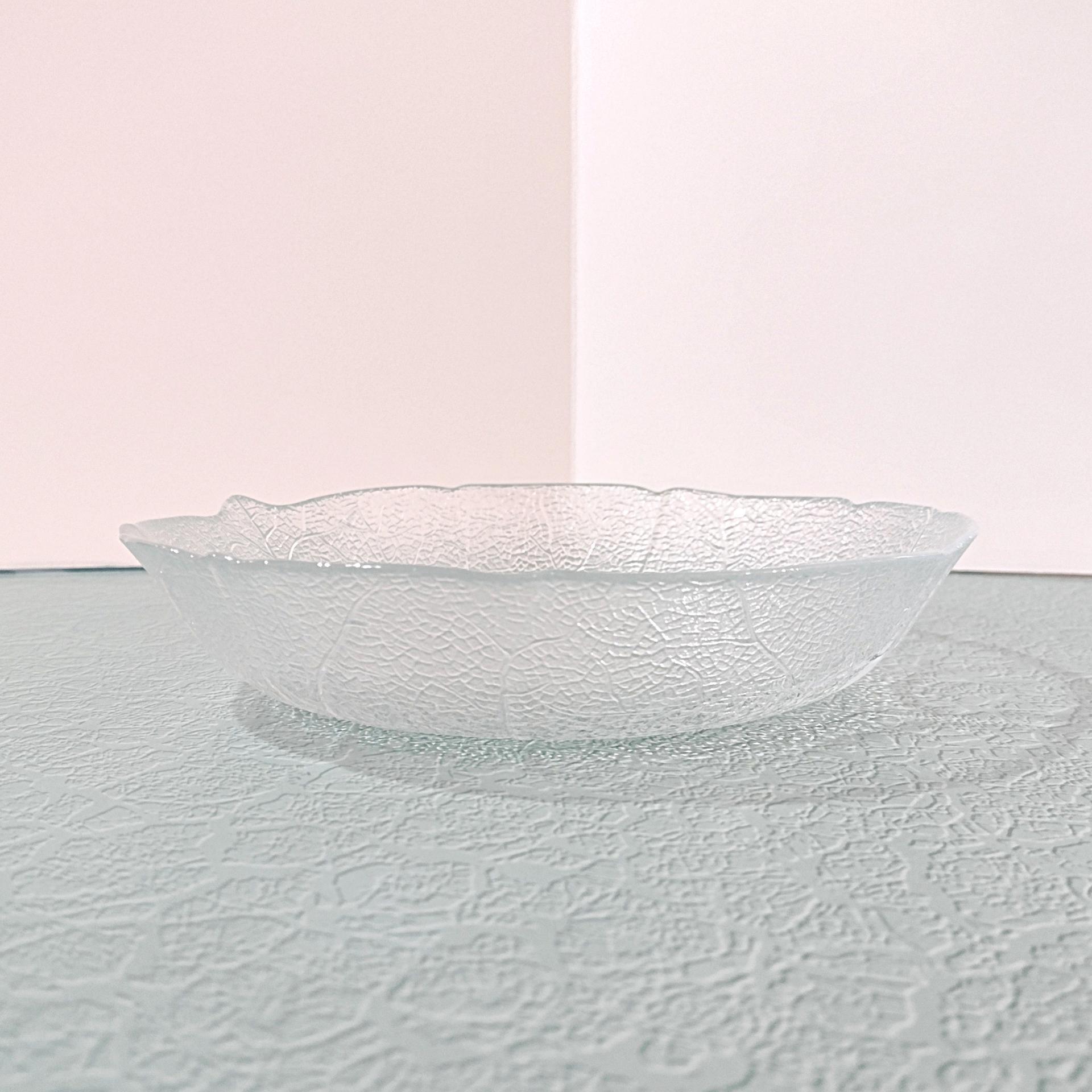 Vintage Arcoroc France Aspen Leaf Clear Glass Coupe Soup Bowl