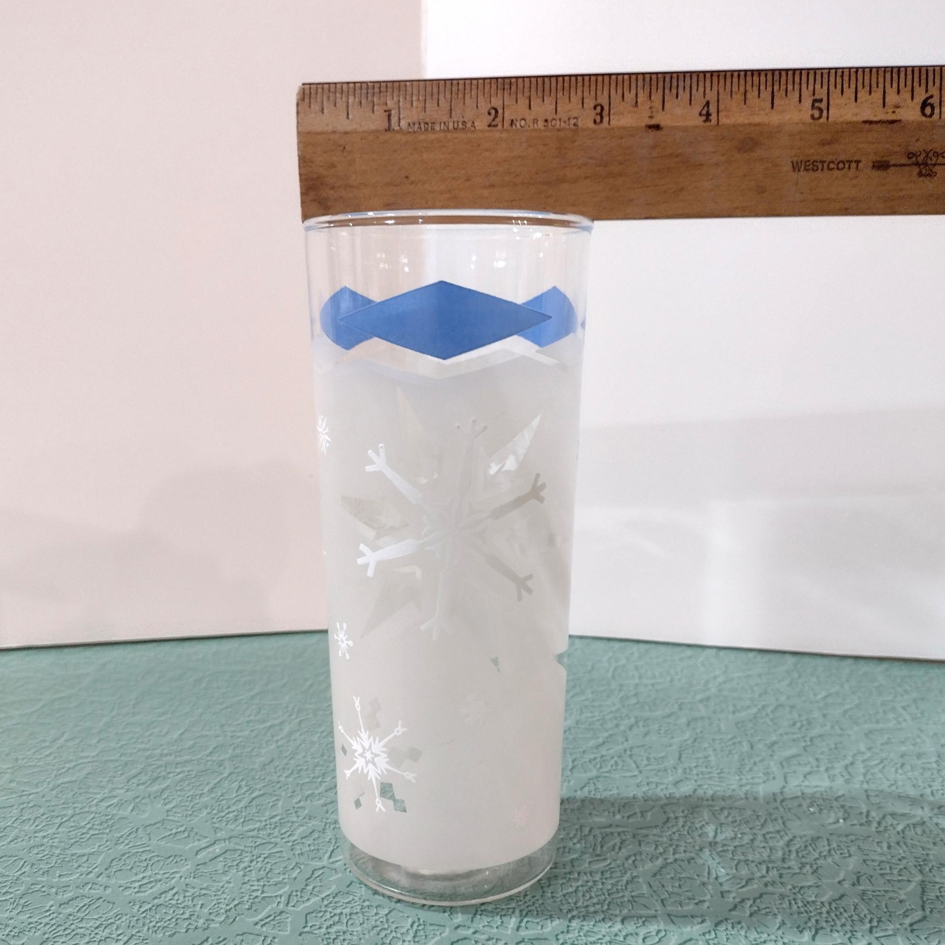 Vintage Anchor Hocking Blue Atomic Snowflake Highball Glasses, Set of Three