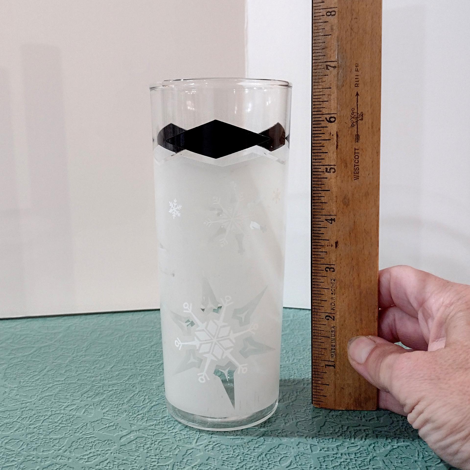 Vintage Anchor Hocking Black and White Atomic Snowflake Highball Glass