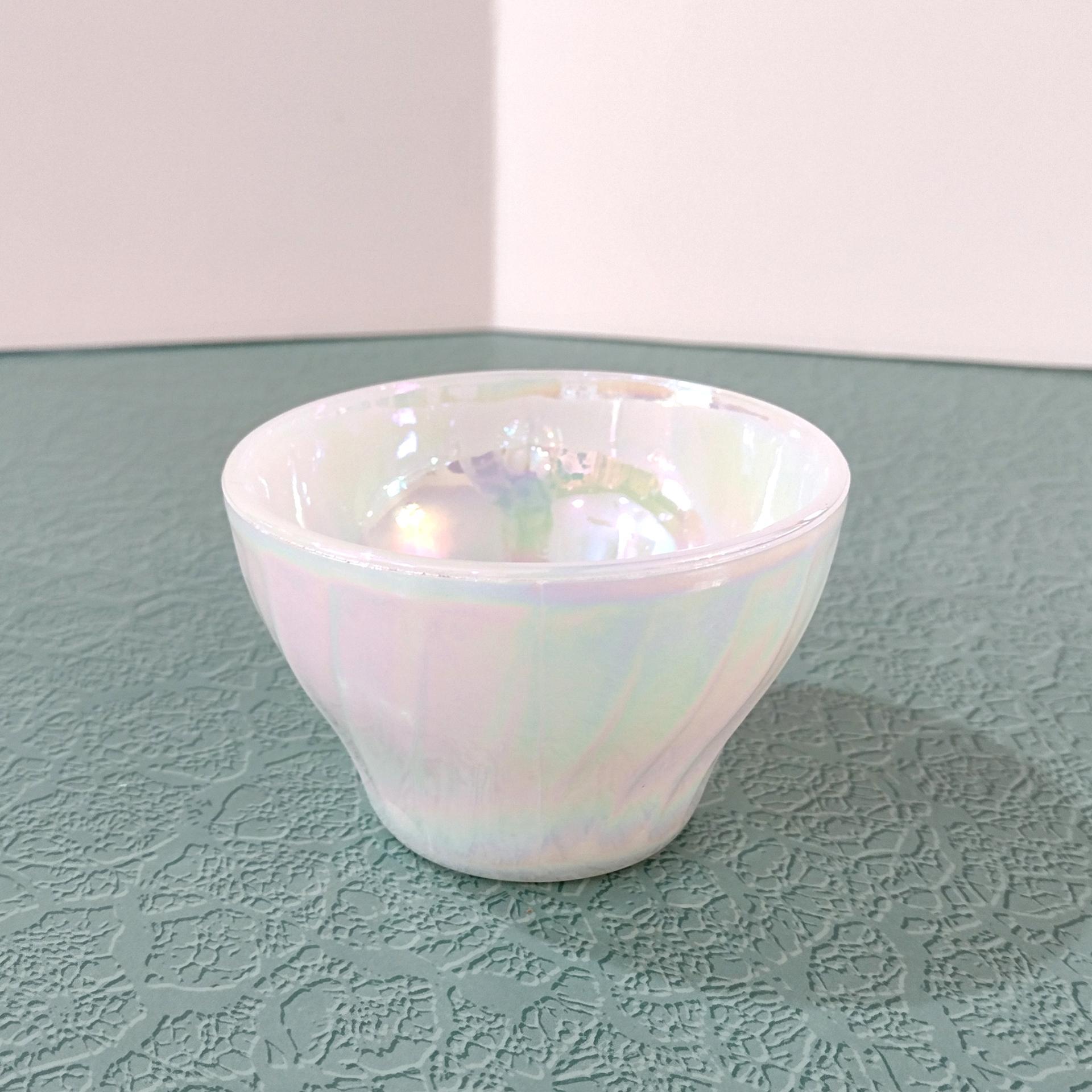 Vintage Anchor Hocking Fire King Aurora Swirl White Pearl Opalescent Iridescent Tea Cup