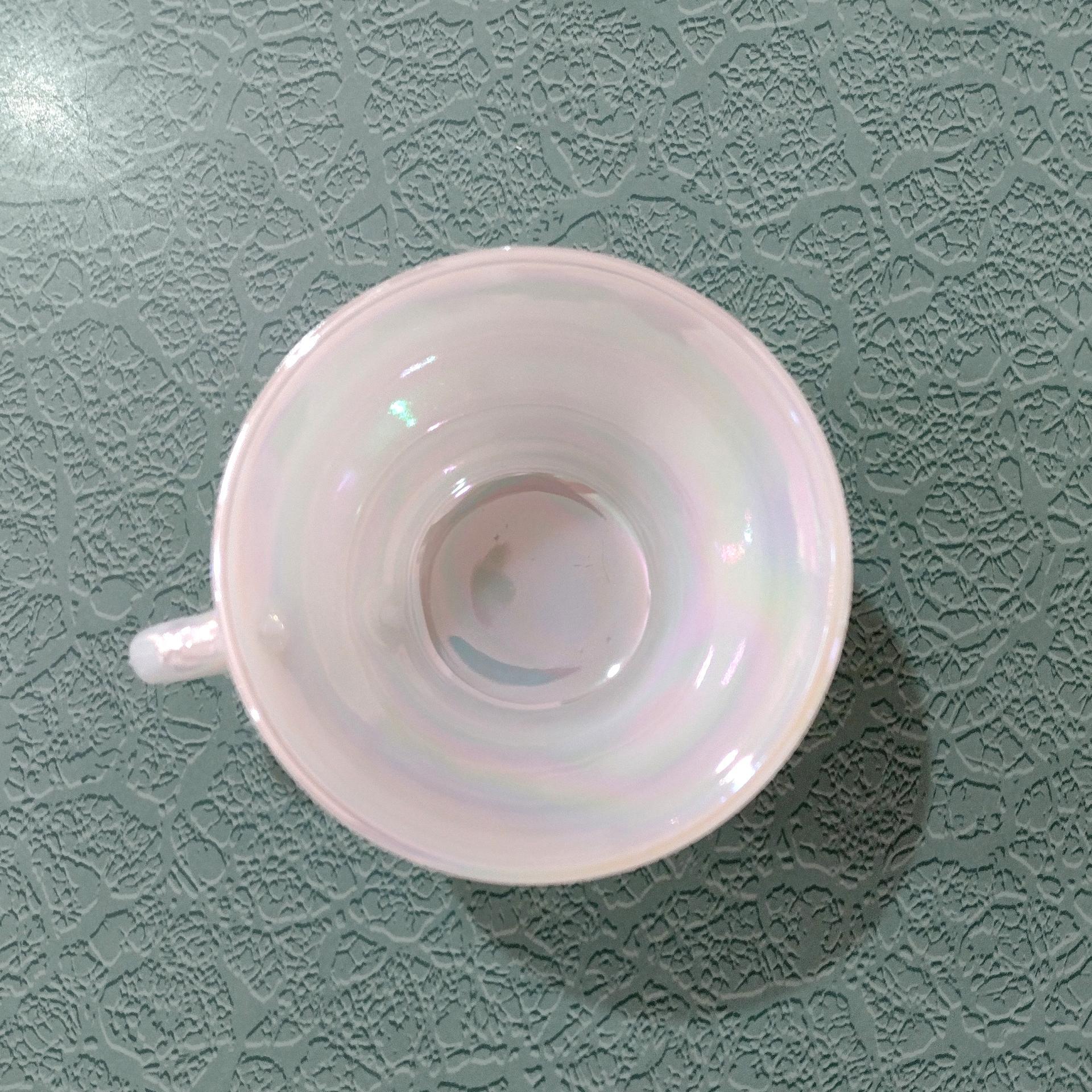 Vintage Anchor Hocking Fire King Aurora Swirl White Pearl Opalescent Iridescent Tea Cup