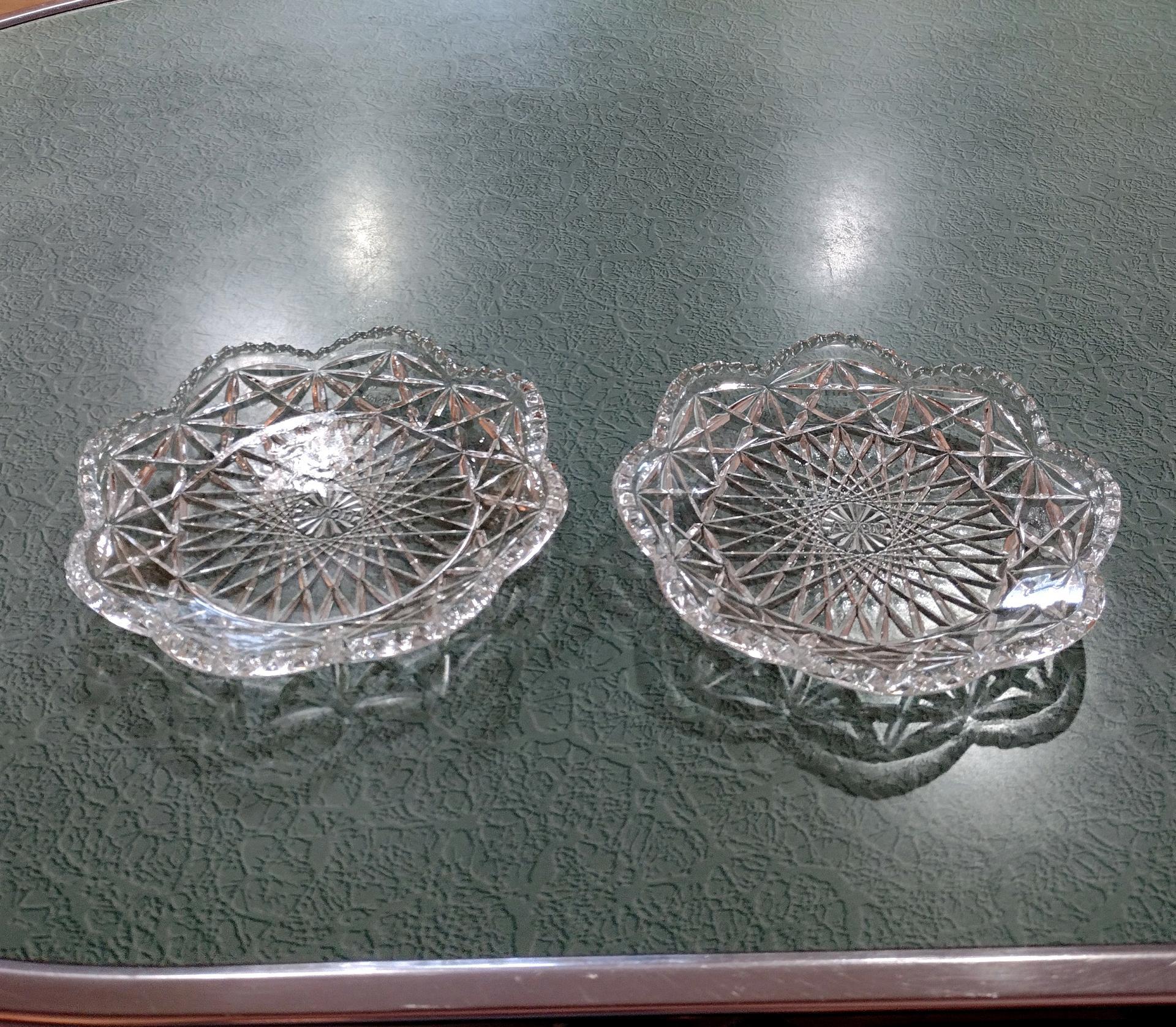 Fostoria Avon Star Pattern Clear Pressed Glass Plates, Set of Two