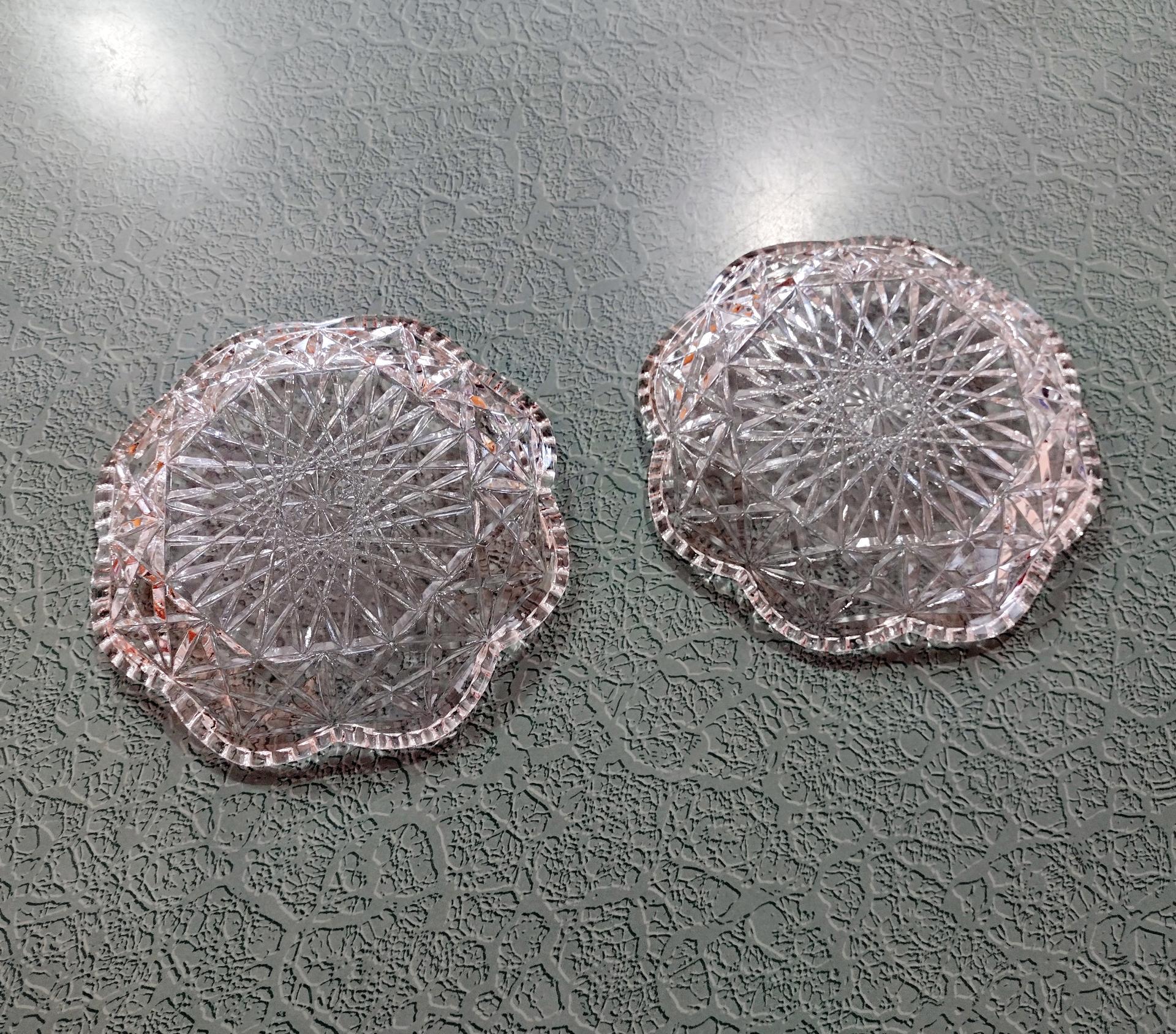 Fostoria Avon Star Pattern Clear Pressed Glass Plates, Set of Two