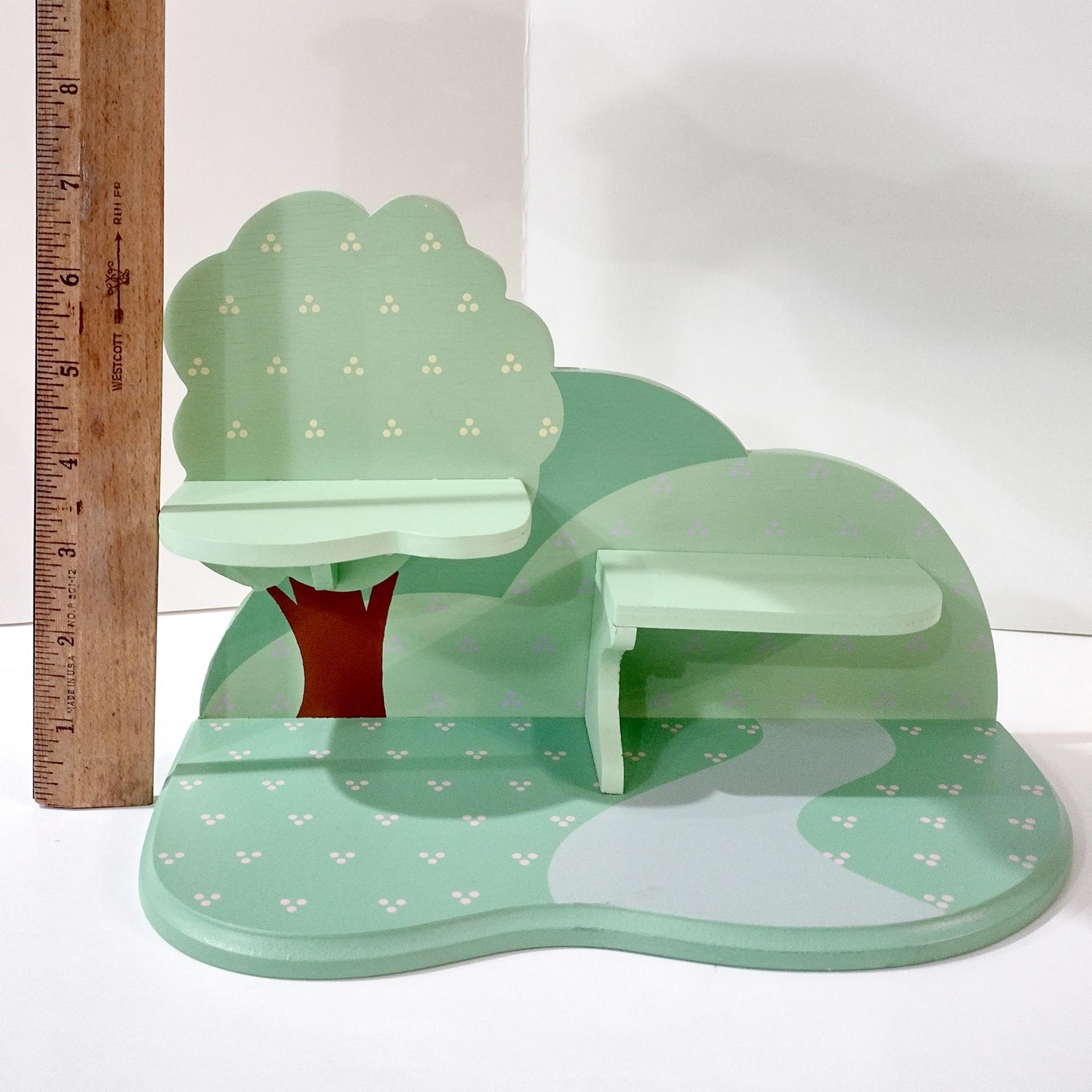Vintage Avon Best Buddies Display Shelf, Wall Mount or Tabletop Green Tree Wooden Shelf, Kids Room Decor