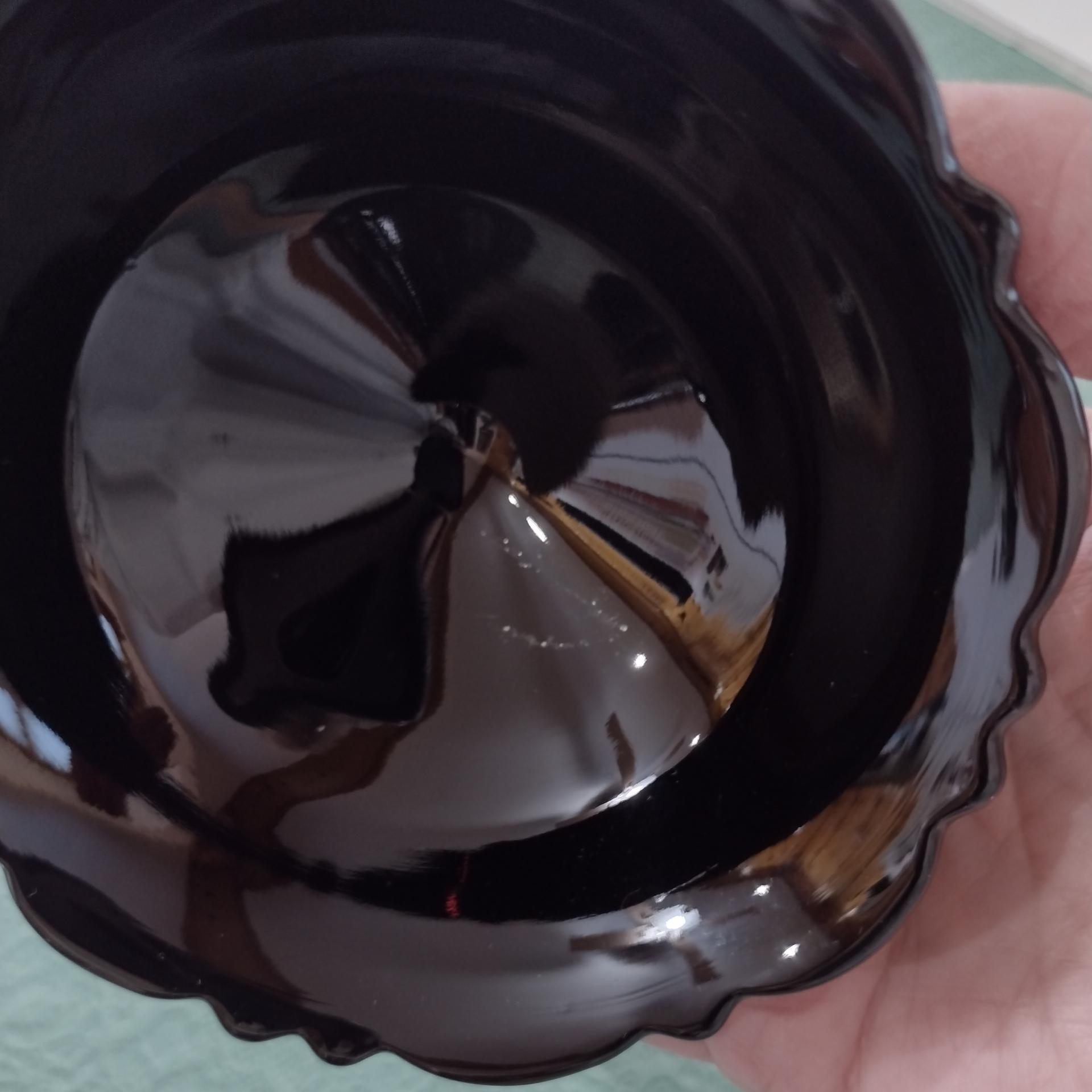 Vintage L.E. Smith Mt Pleasant Black Amethyst Glass Footed Dessert Coupes, Set of 4,  Black Amethyst Depression Glass