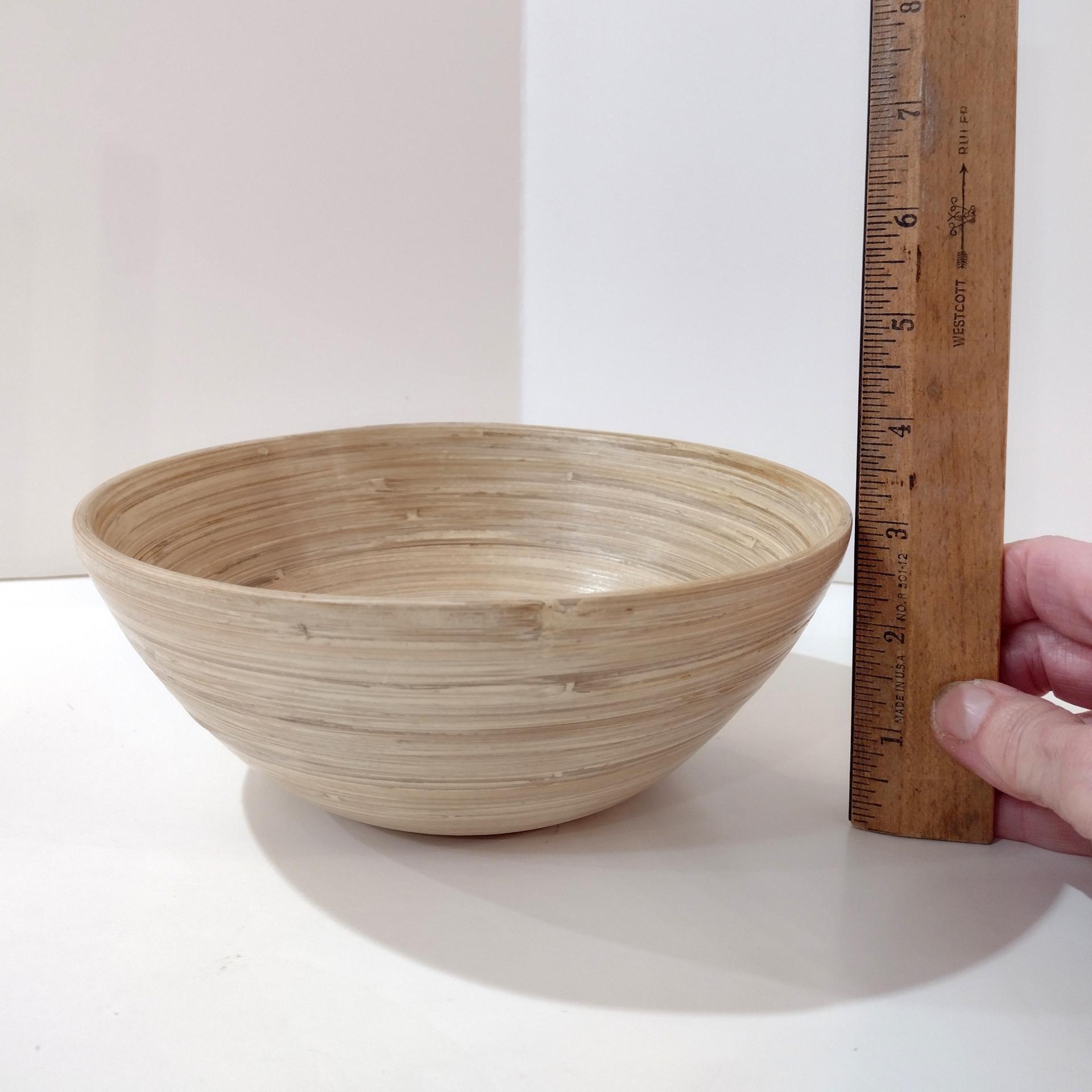 Vintage Bamboo Salad Soup Serving Bowls, Set of Two