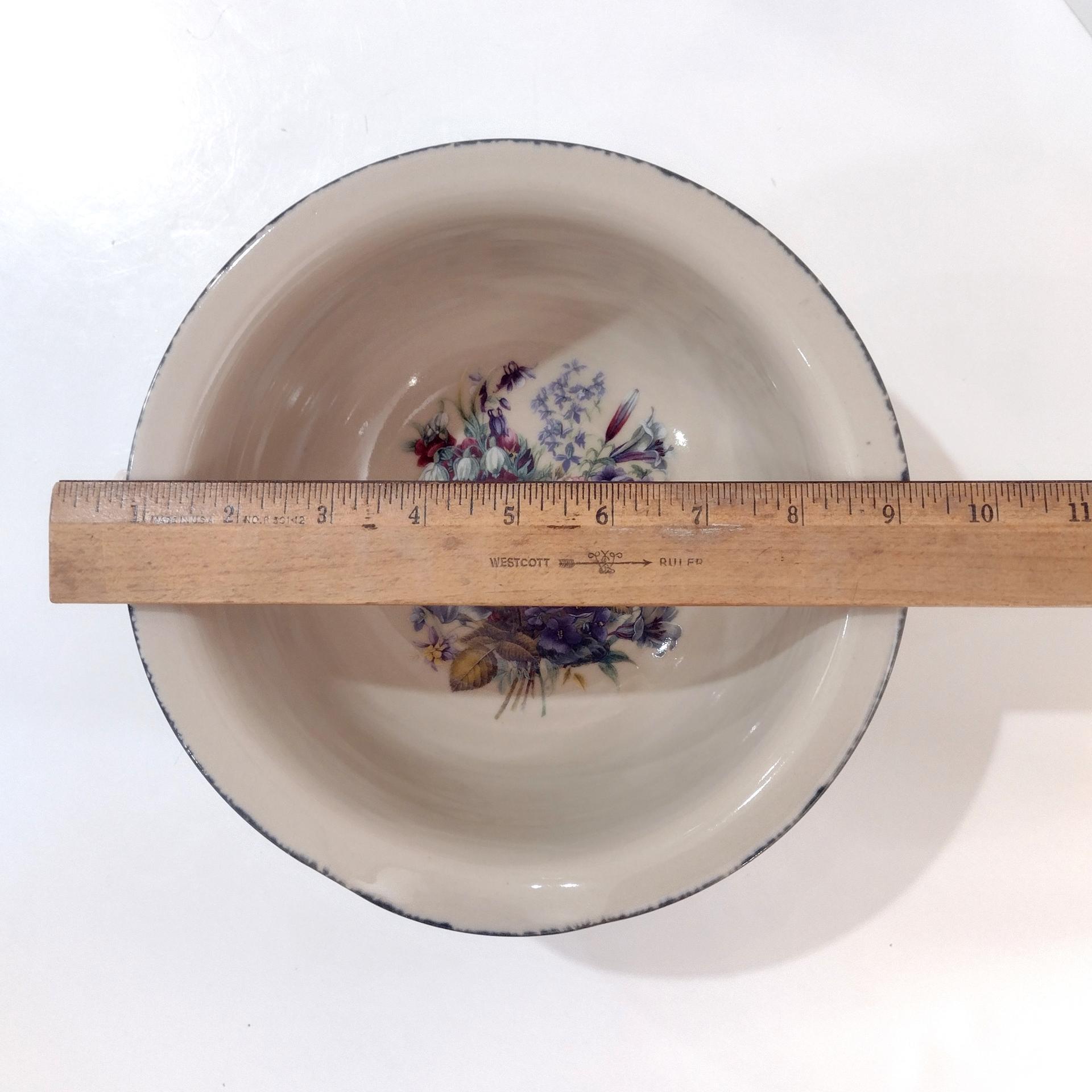 Vintage Home and Garden Party LTD Floral Ceramic Batter Bowl, Stoneware Mixing Bowl with Spout and Handles