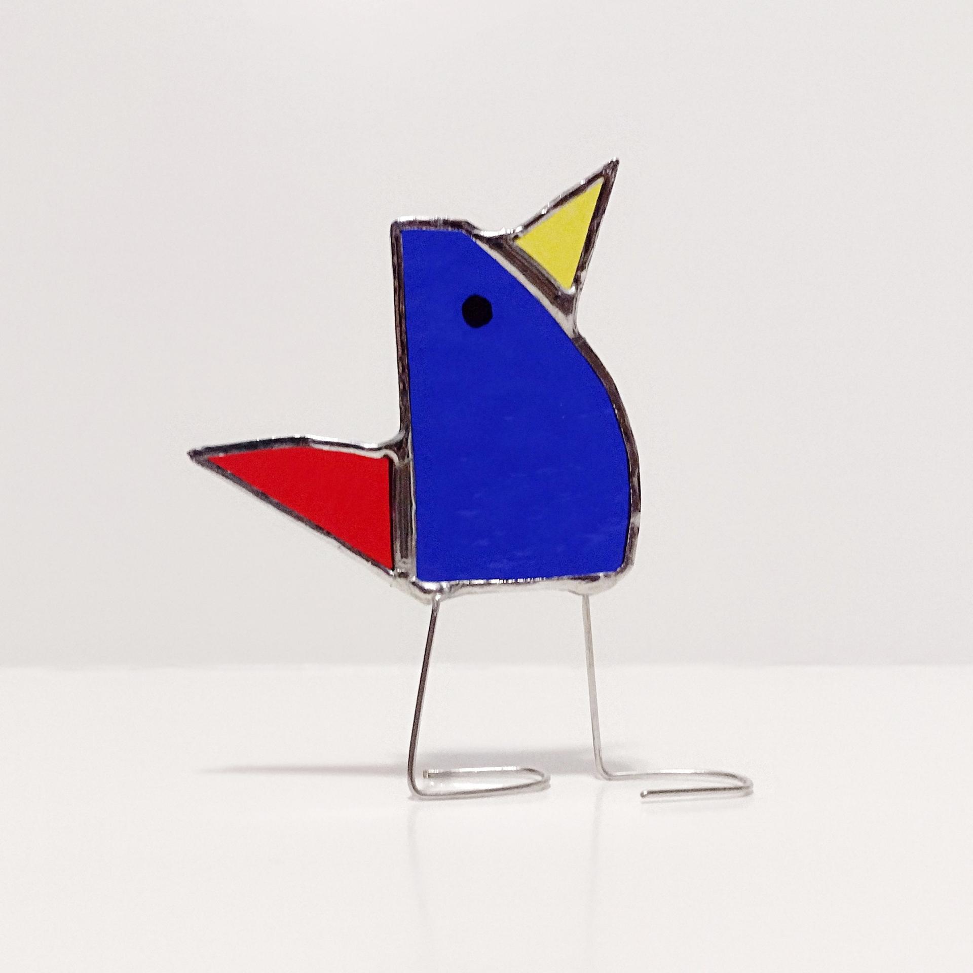 Stained Glass Standing Bird, Funky Glass Bird, Blue Bird Suncatcher