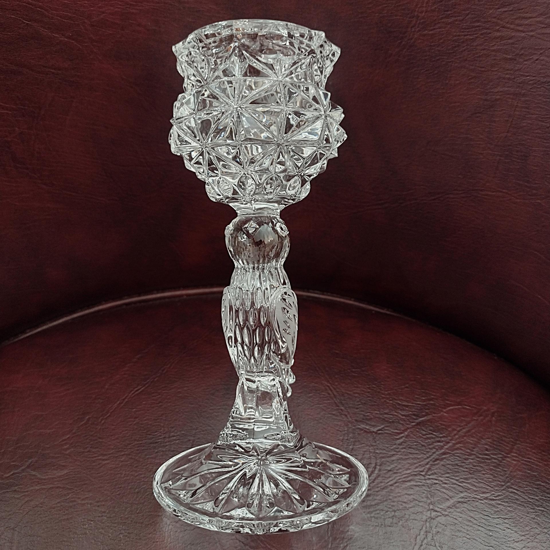 Vintage Crystal Hofbauer Byrdes Collection Taper Candle Holders with Figurative Bird Stems, Set of Two