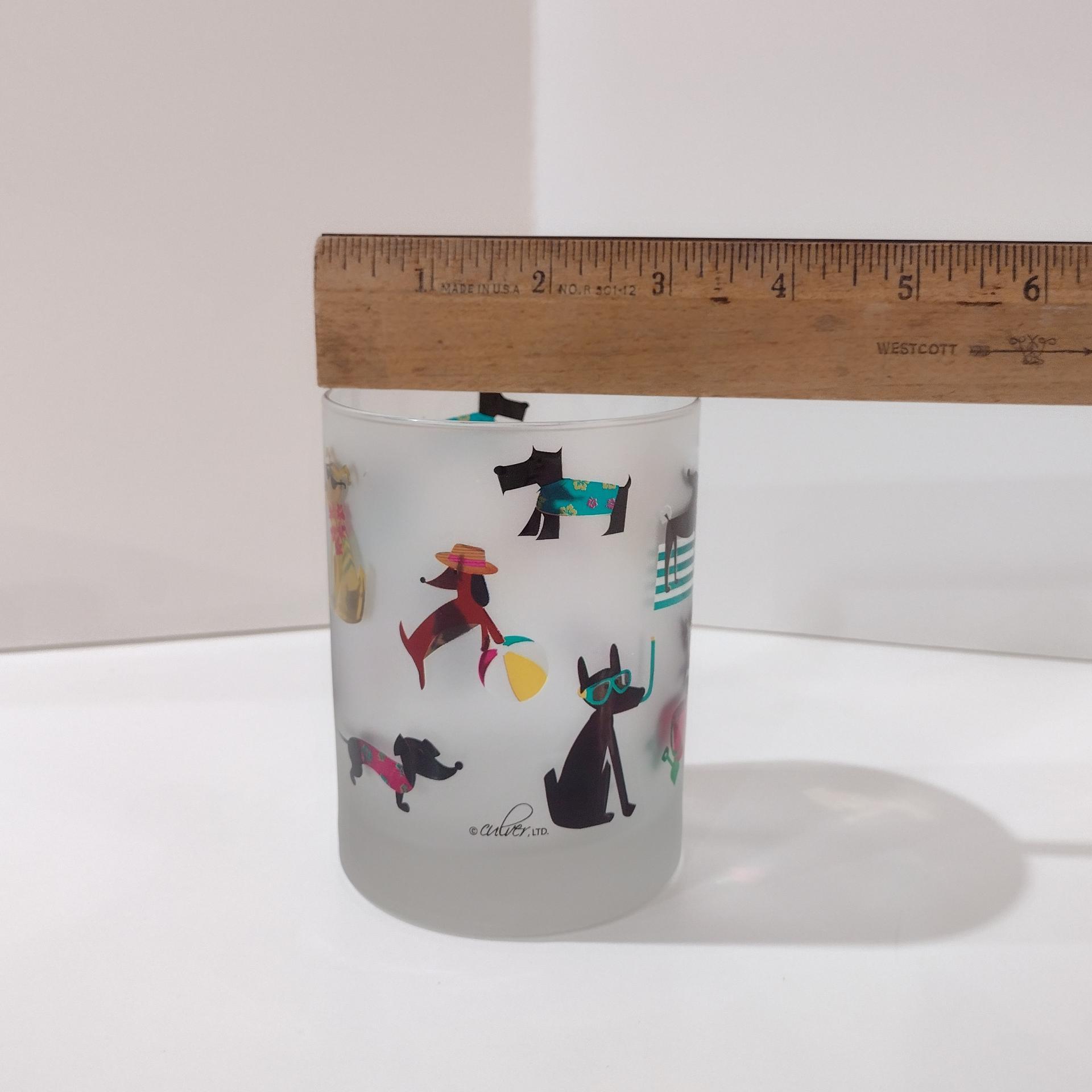 Culver Beach Dogs Frost Lowball Whiskey Rocks Old Fashioned Glass
