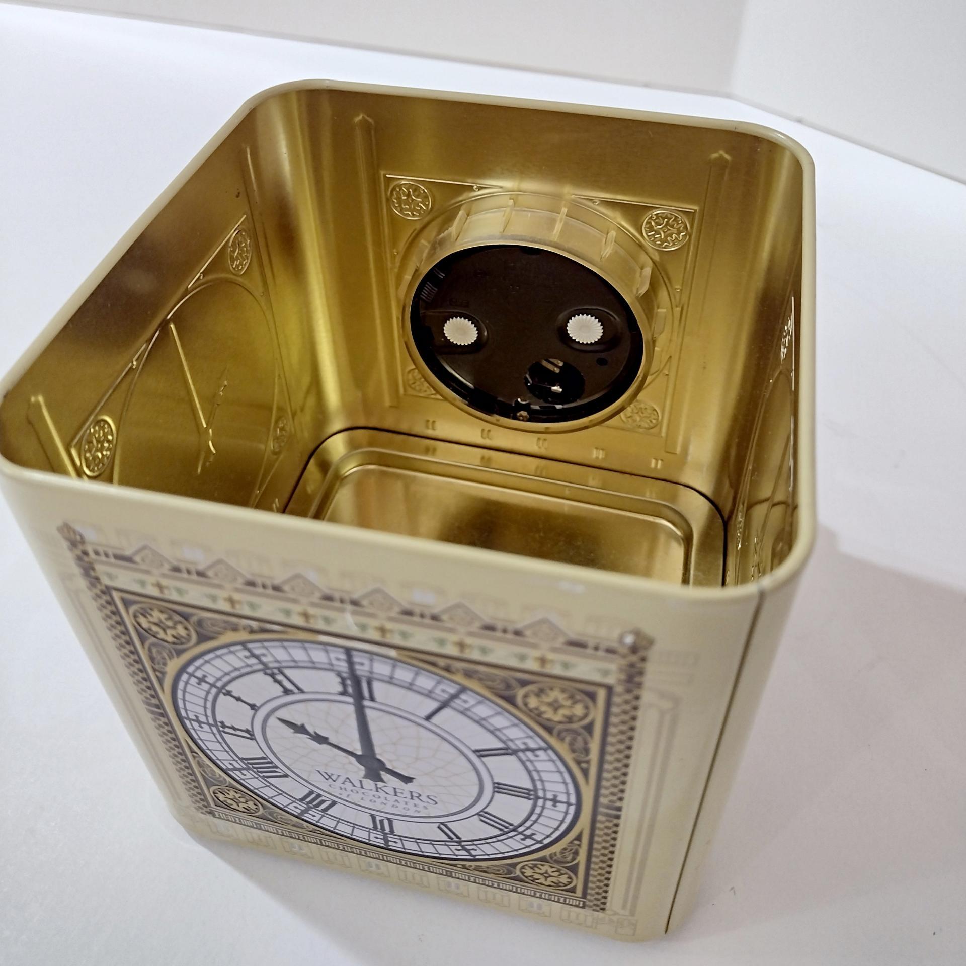 Vintage Big Ben Metal Tin with Working Clock, Walkers Chocolate Mints Big Ben Storage Container
