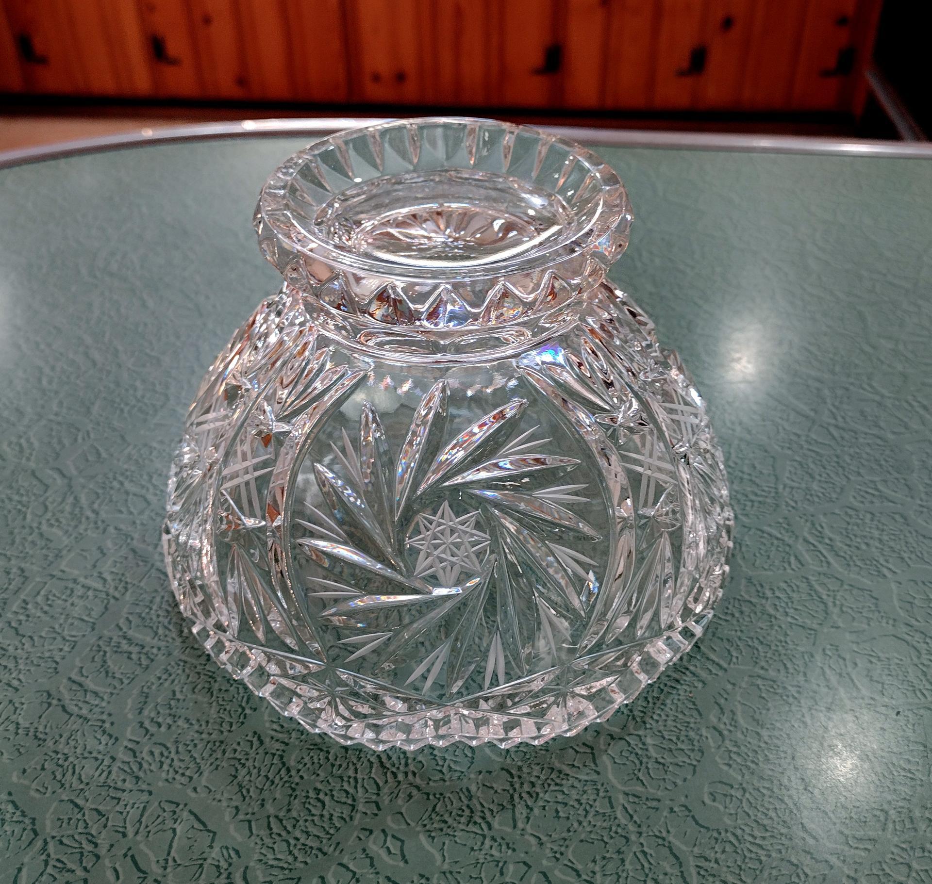 Vintage Crystal Footed Compote Bowl, Glass Berry Bowl