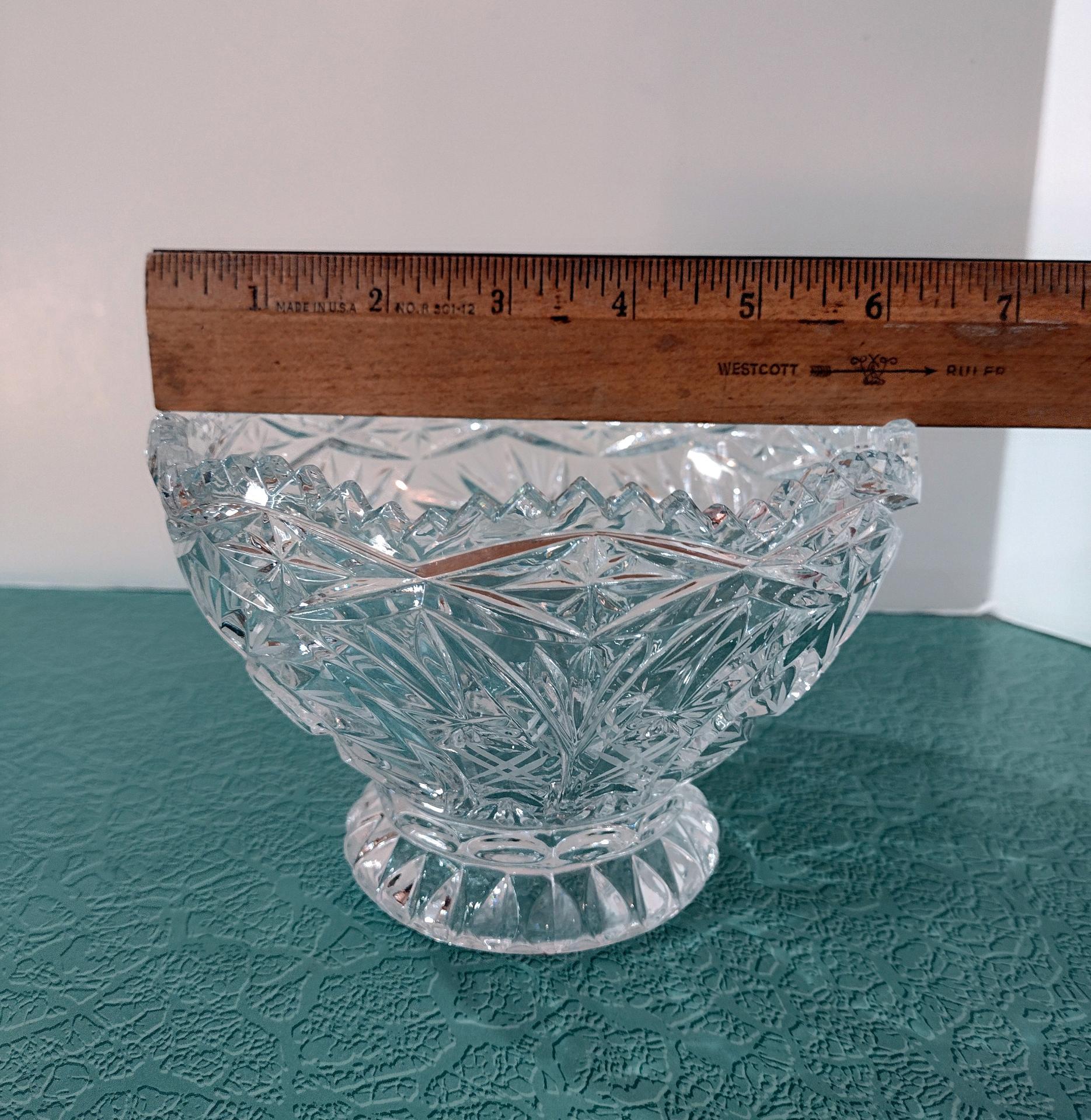 Vintage Crystal Footed Compote Bowl, Glass Berry Bowl