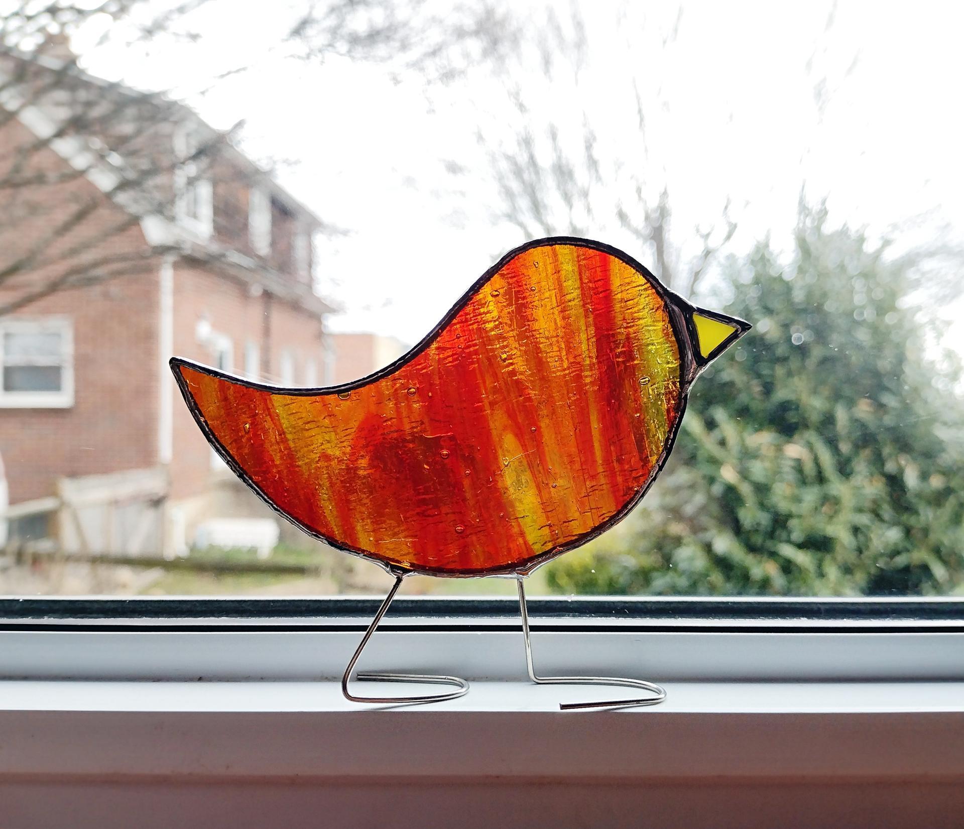 Stained Glass Bird Suncatcher - 4-1/2-in