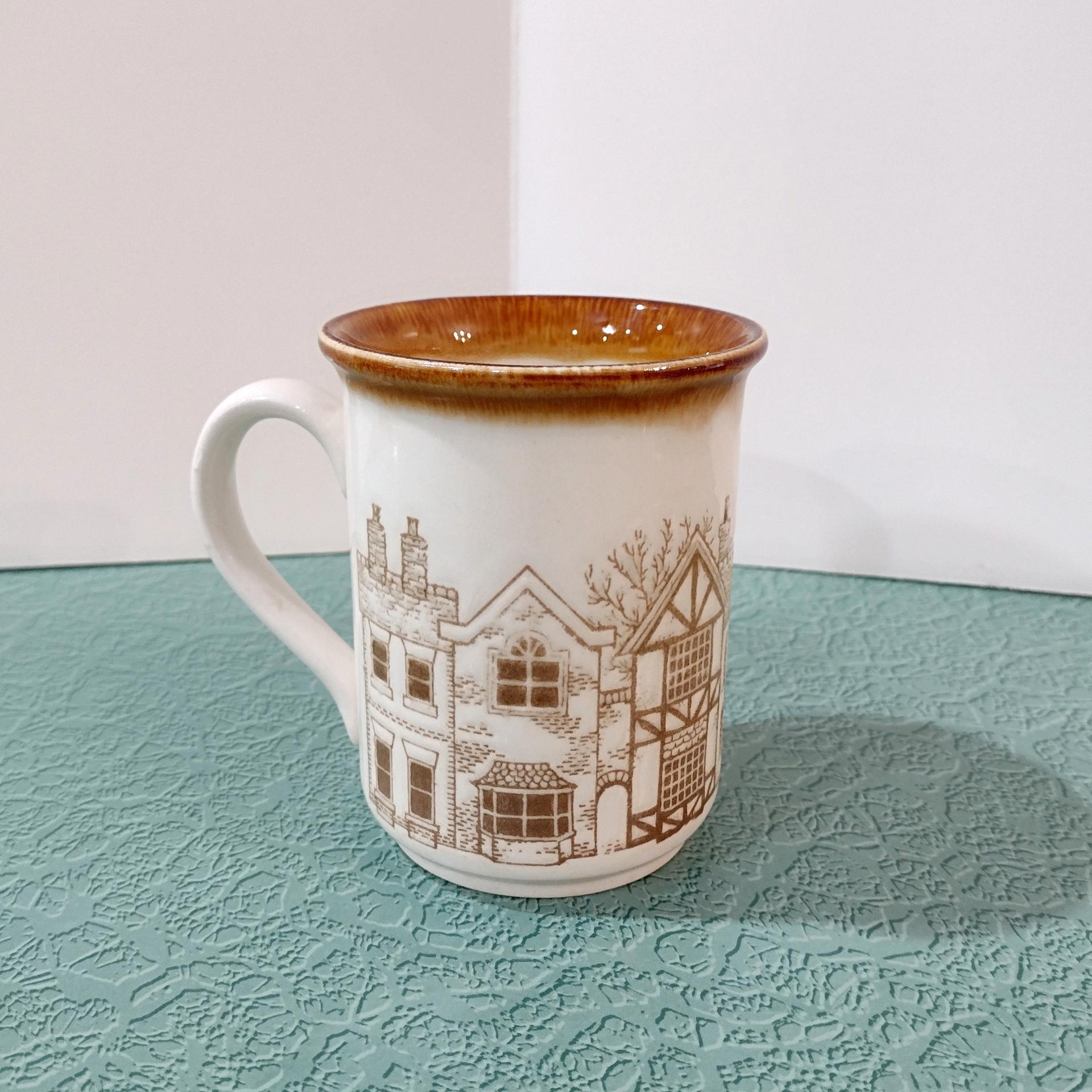 Vintage Coloroll England Biltons Ceramic Coffee Tea Mug, Village Scene Mug