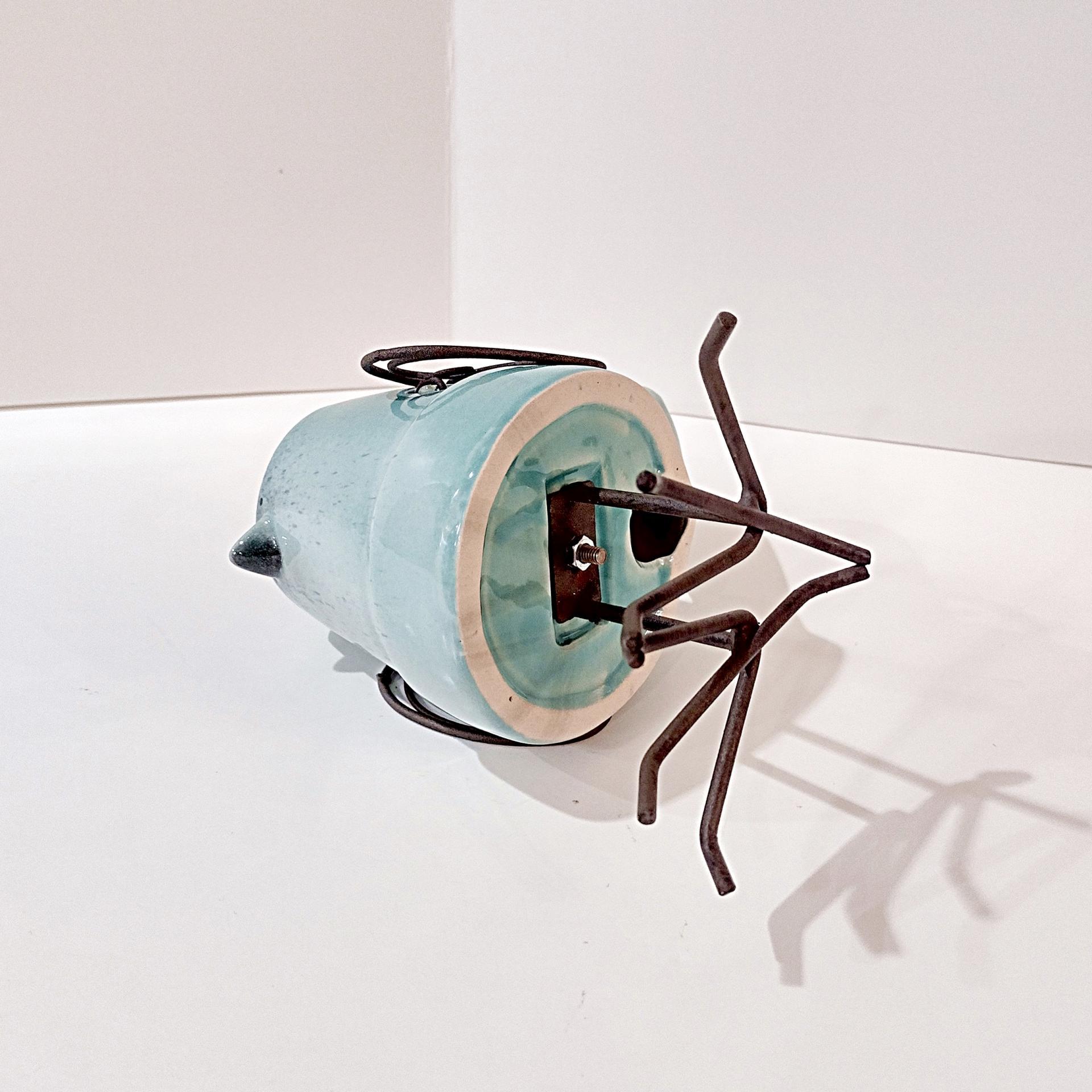 Vintage Blue Bird Ceramic and Wire Figurine