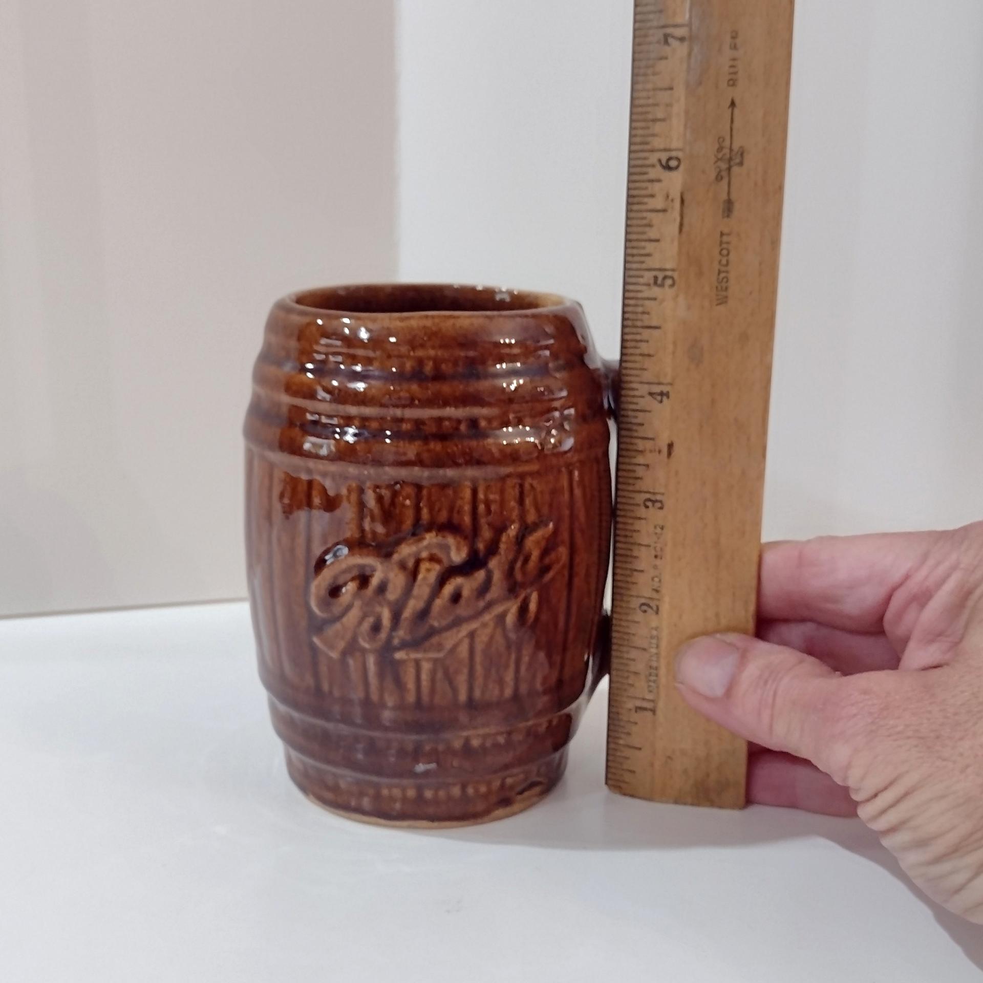 Vintage Blatz Beer Barrel Ceramic Mugs, Set of Four