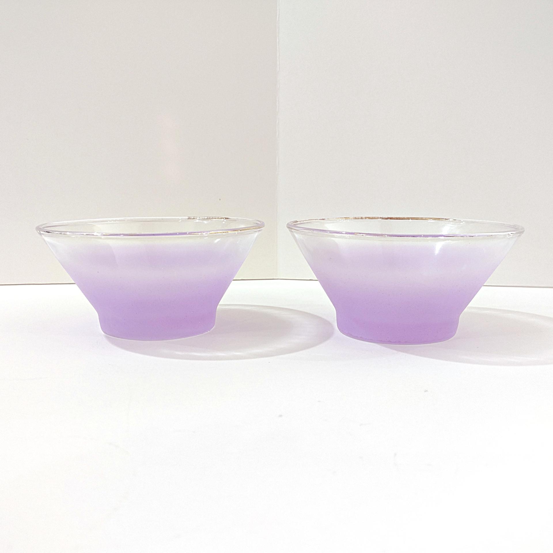 Vintage Purple Blendo Glass Dip Salad Bowls, Set of 2, MCM Glassware