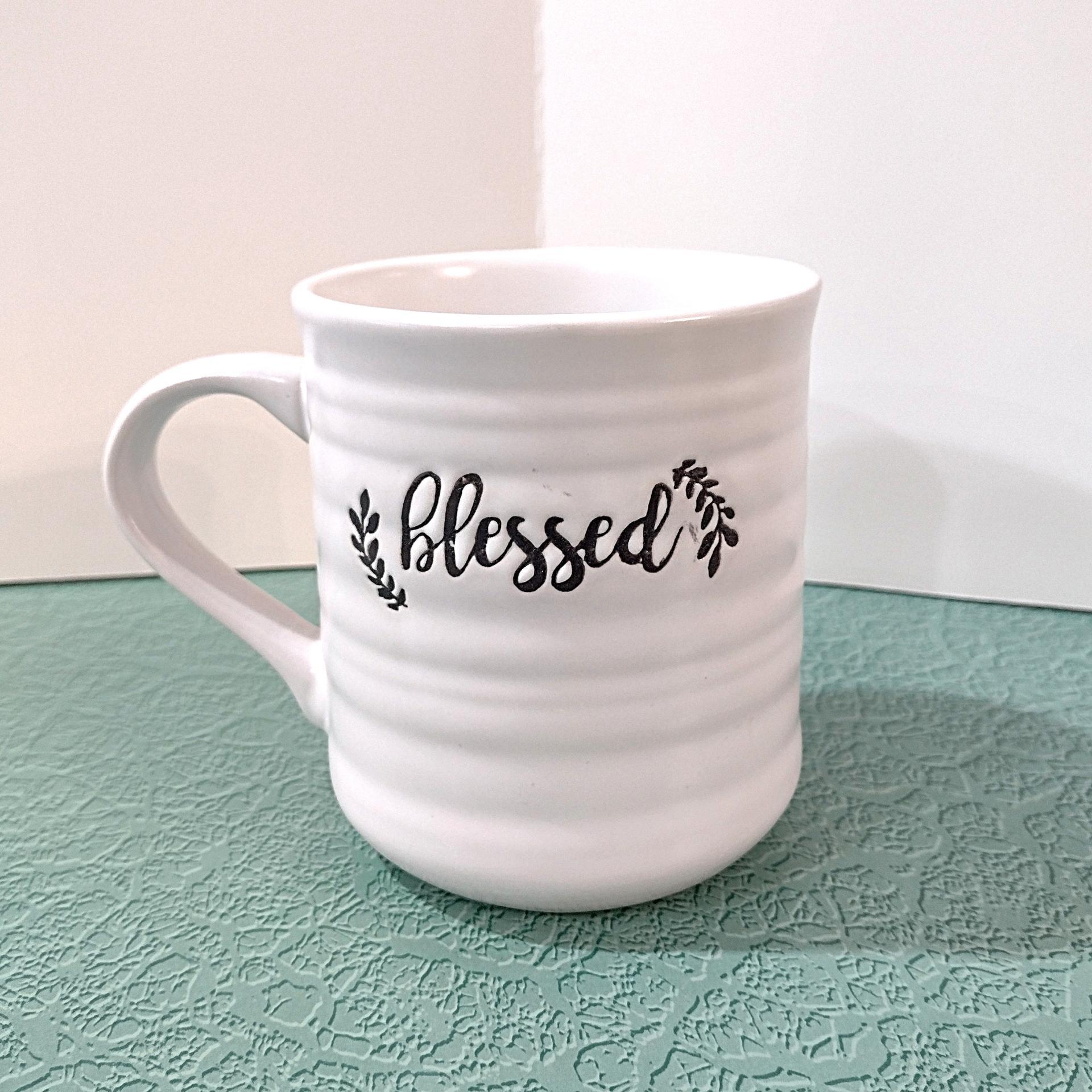 Vintage Blessed Oversized Ceramic Coffee Tea Mug