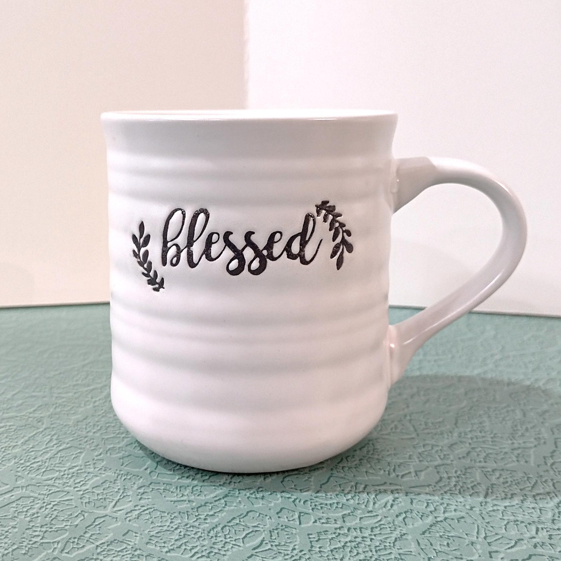 Vintage Blessed Oversized Ceramic Coffee Tea Mug